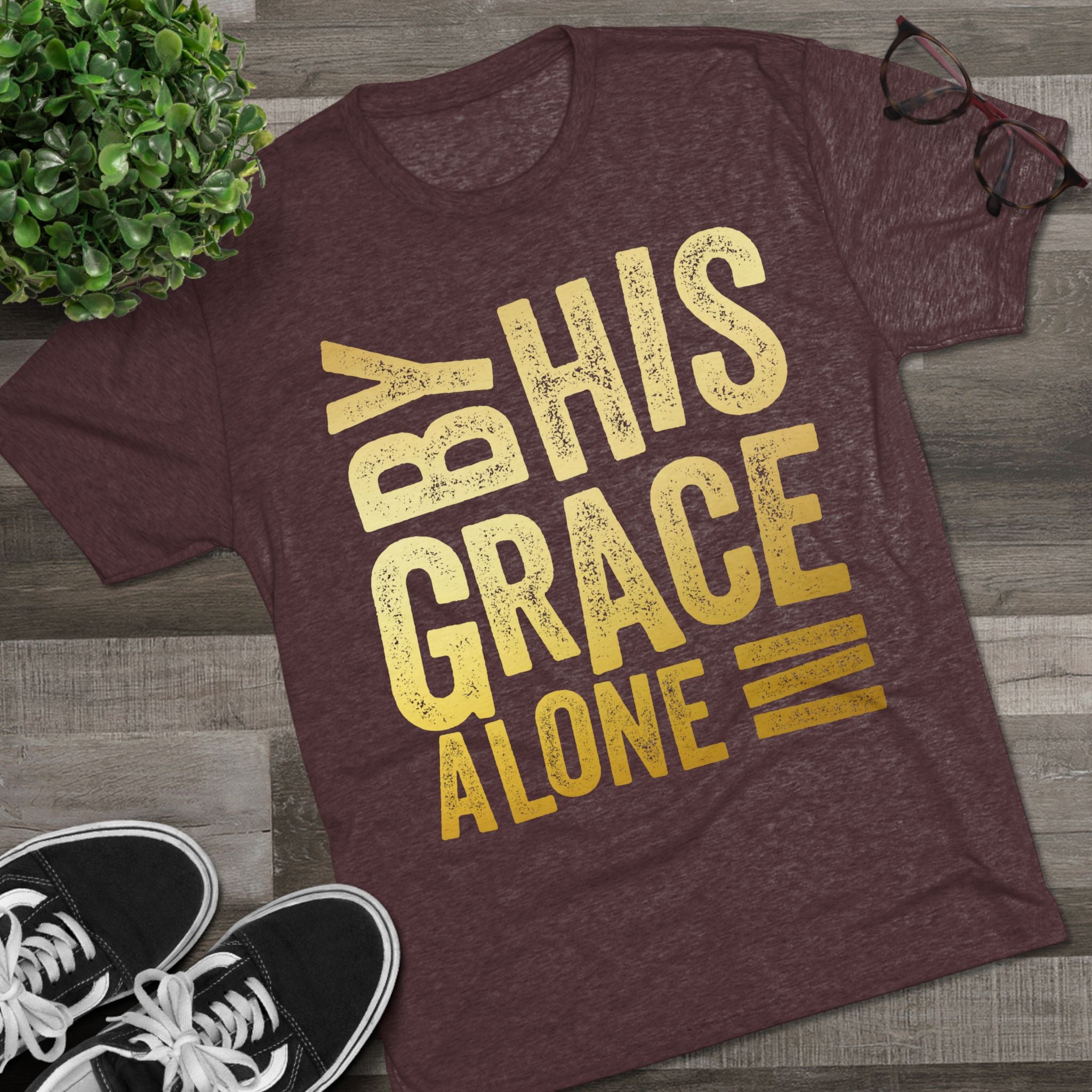 Unisex Tri-Blend Crew Tee - 'By His Grace Alone' Inspirational T-Shirt, Faith-Based Apparel, Christian Gift, Casual Everyday Wear, [...]