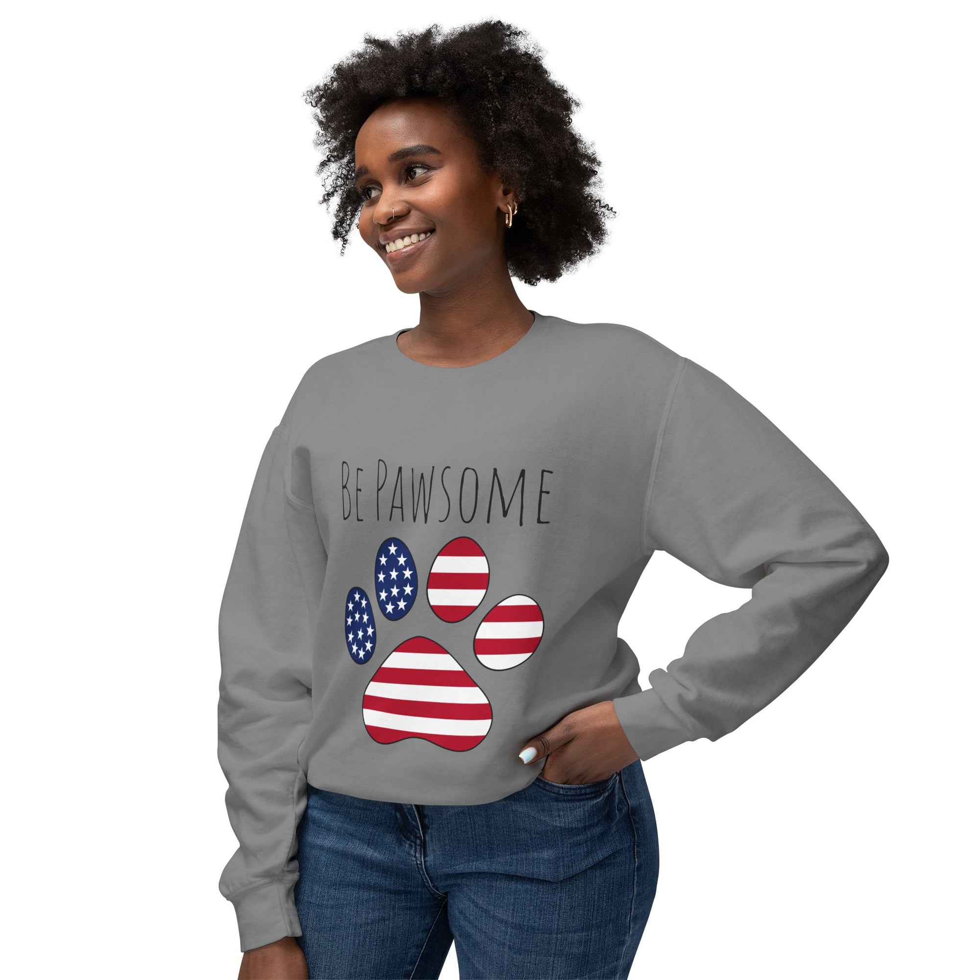 Dog Print Sweatshirt - Be Pawsome Lightweight Crewneck