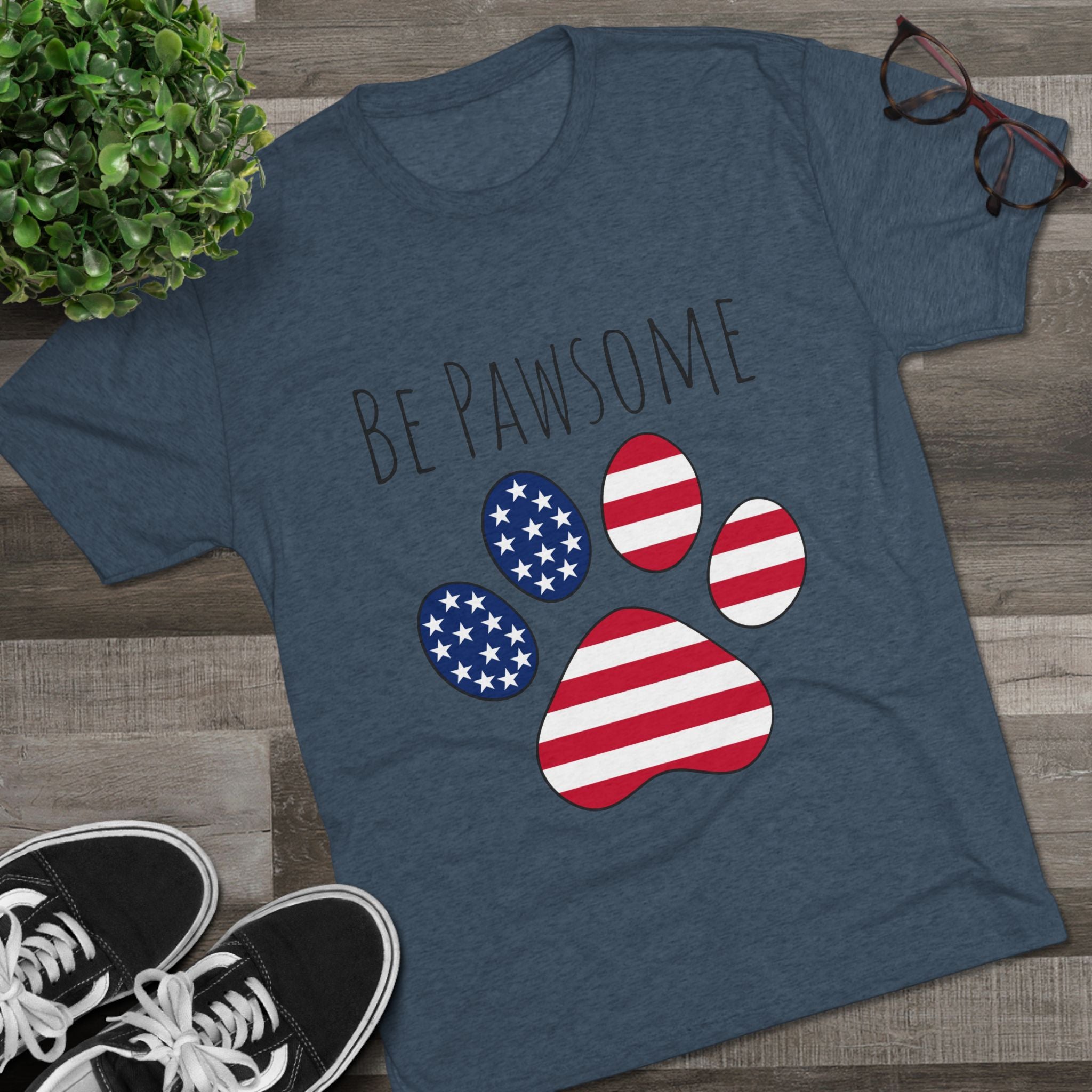 Dog Lover Tee - Be Pawsome Unisex Tri-Blend Crew Tee