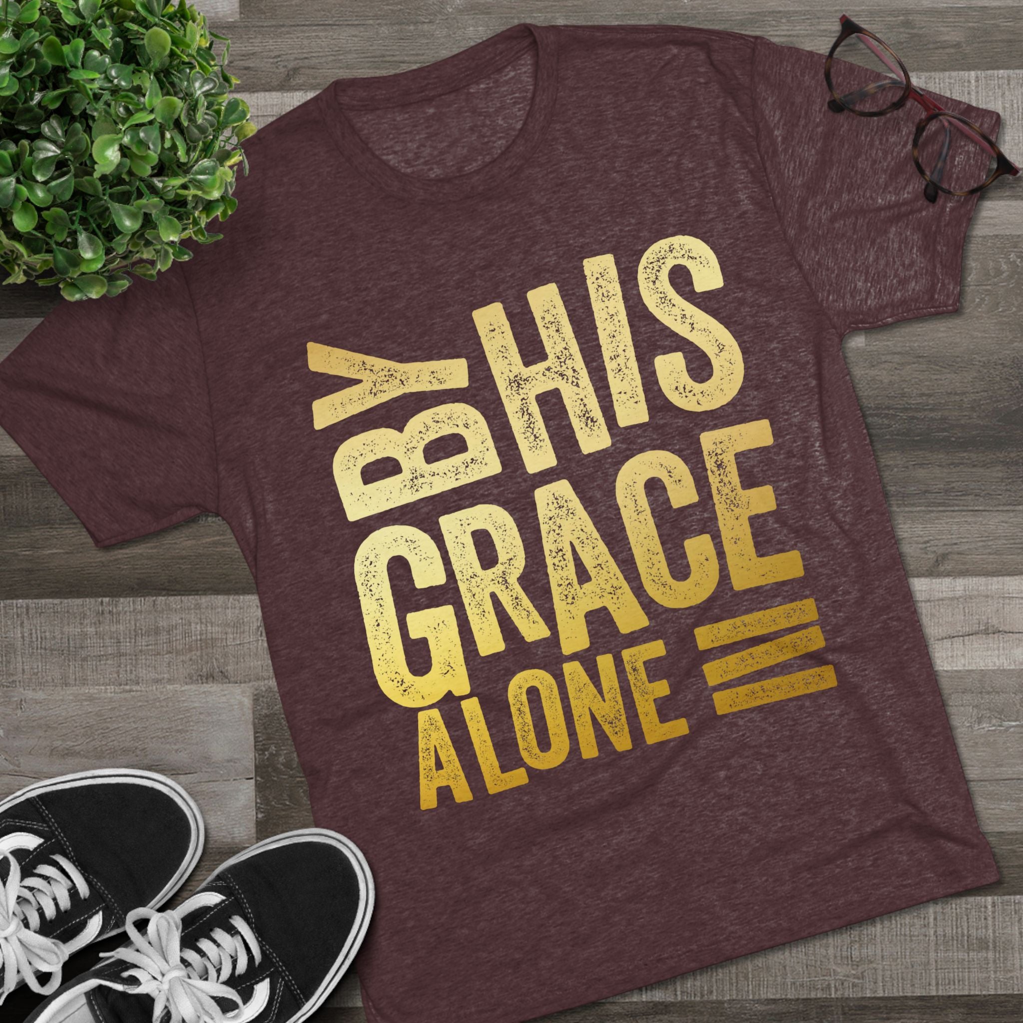 Unisex Tri-Blend Crew Tee - 'By His Grace Alone' Inspirational T-Shirt, Faith-Based Apparel, Christian Gift, Casual Everyday Wear, [...]