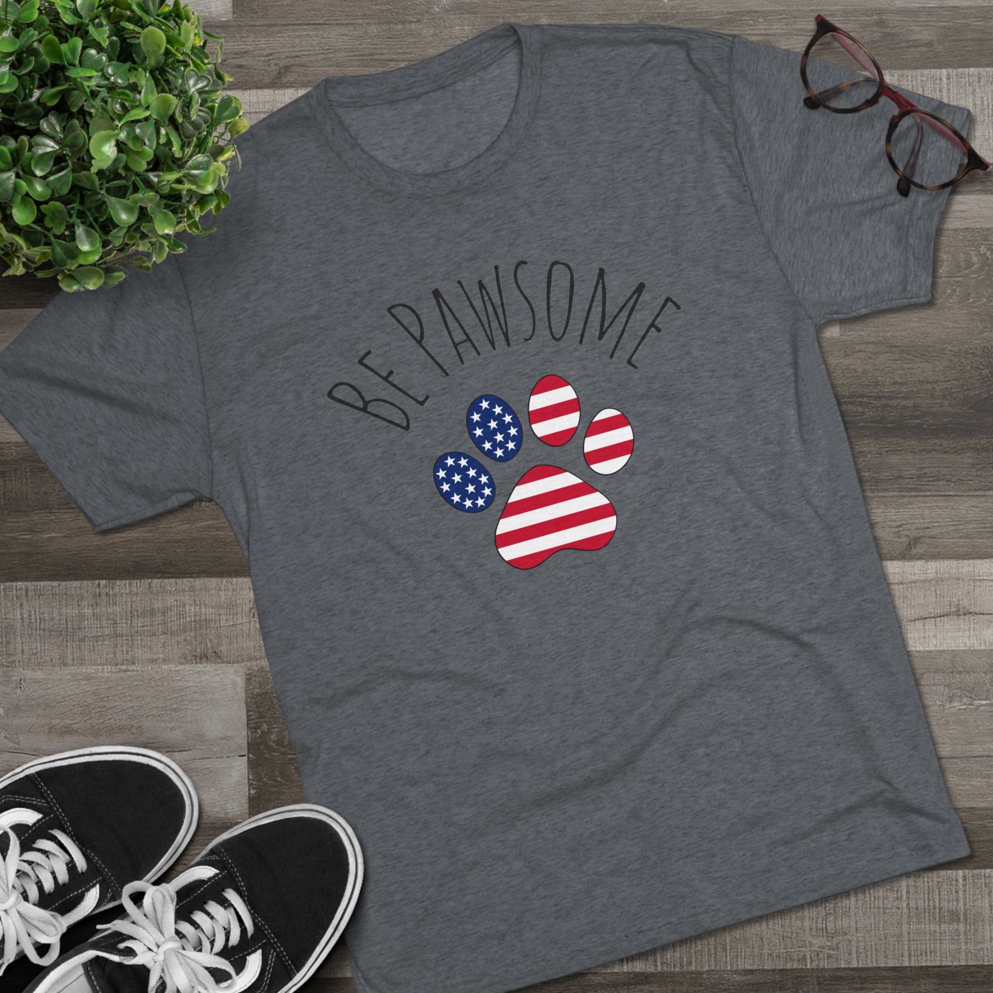 Dog Lover Tee - Be Pawsome Unisex Tri-Blend Crew Tee