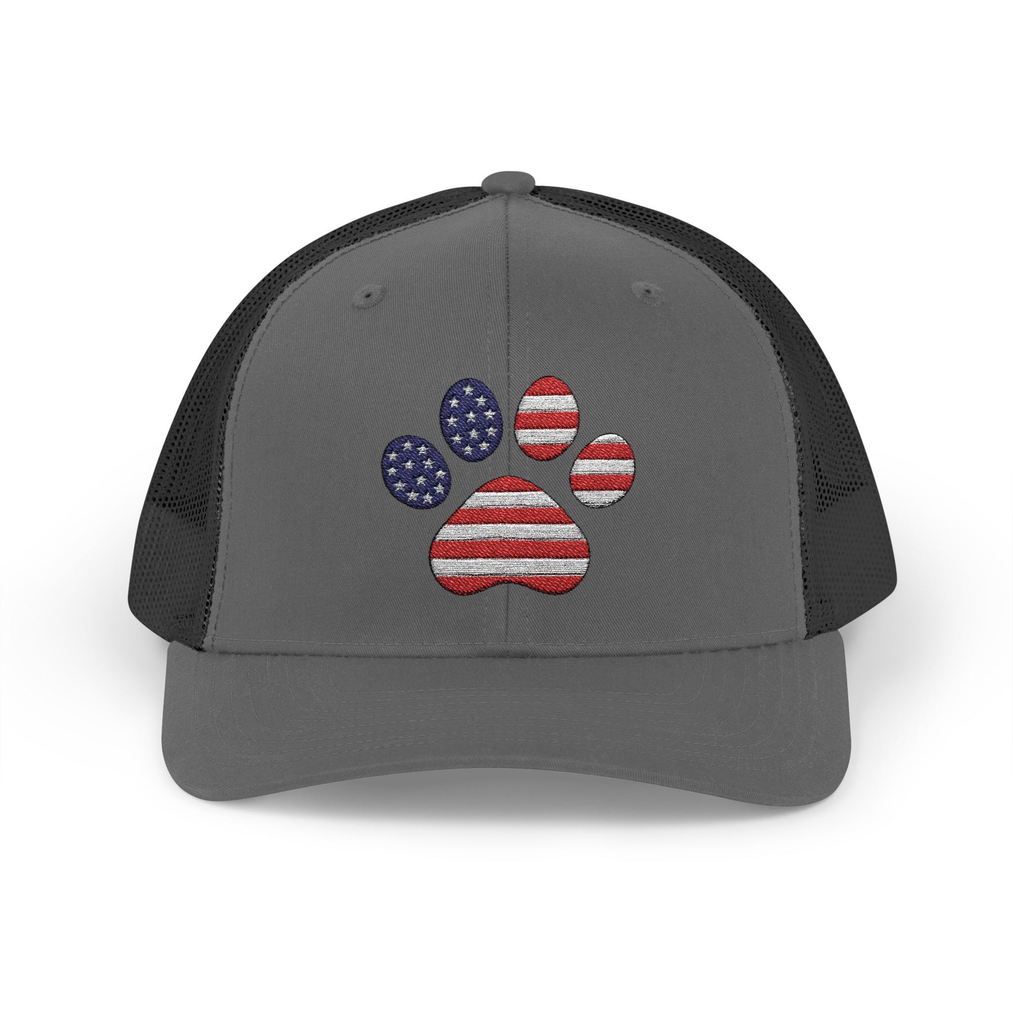 Trucker Cap American Flag Paw Print