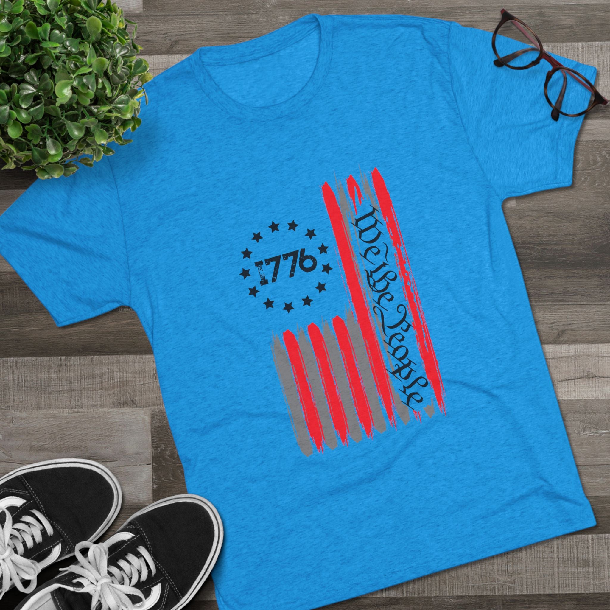 Patriotic Tee - We the People 1776 Flag Unisex Tri-Blend Crew Tee