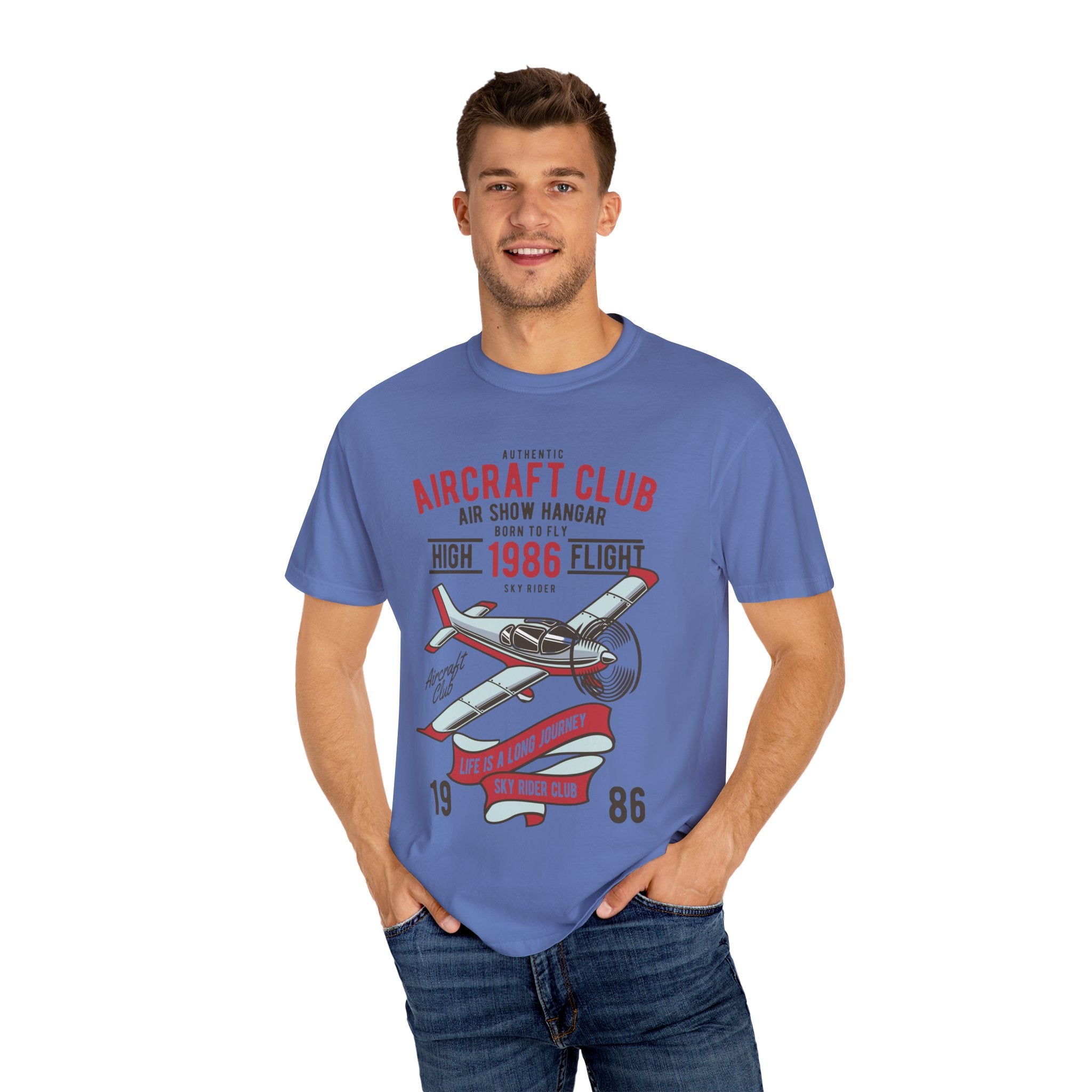 Vintage Aircraft Club T-Shirt | Unisex Garment-Dyed Tee, Aviation Lover Gift, Retro Airplane Shirt, Sky Rider Apparel, Air Show Fashion