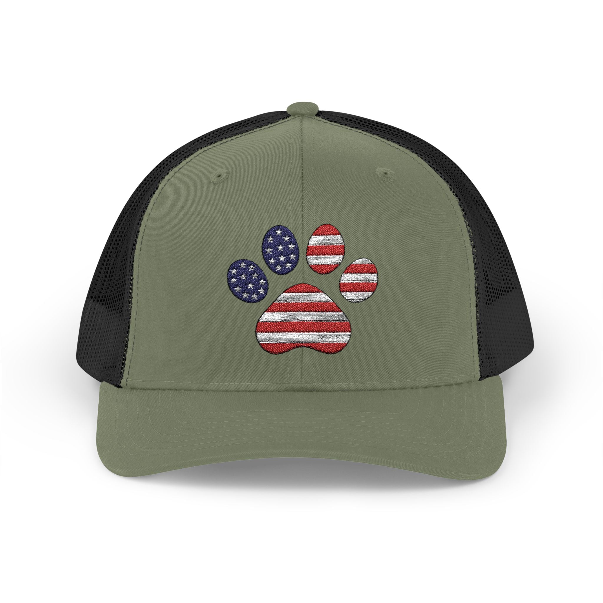 Trucker Cap American Flag Paw Print
