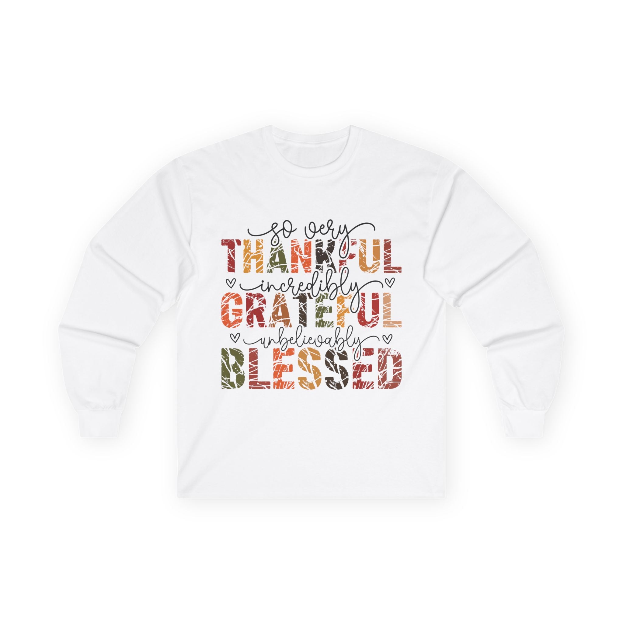 Grateful Long Sleeve Tee, Thankful Tee, Unisex Gift, Fall Fashion, Thanksgiving Apparel, Heartfelt Love Shirt