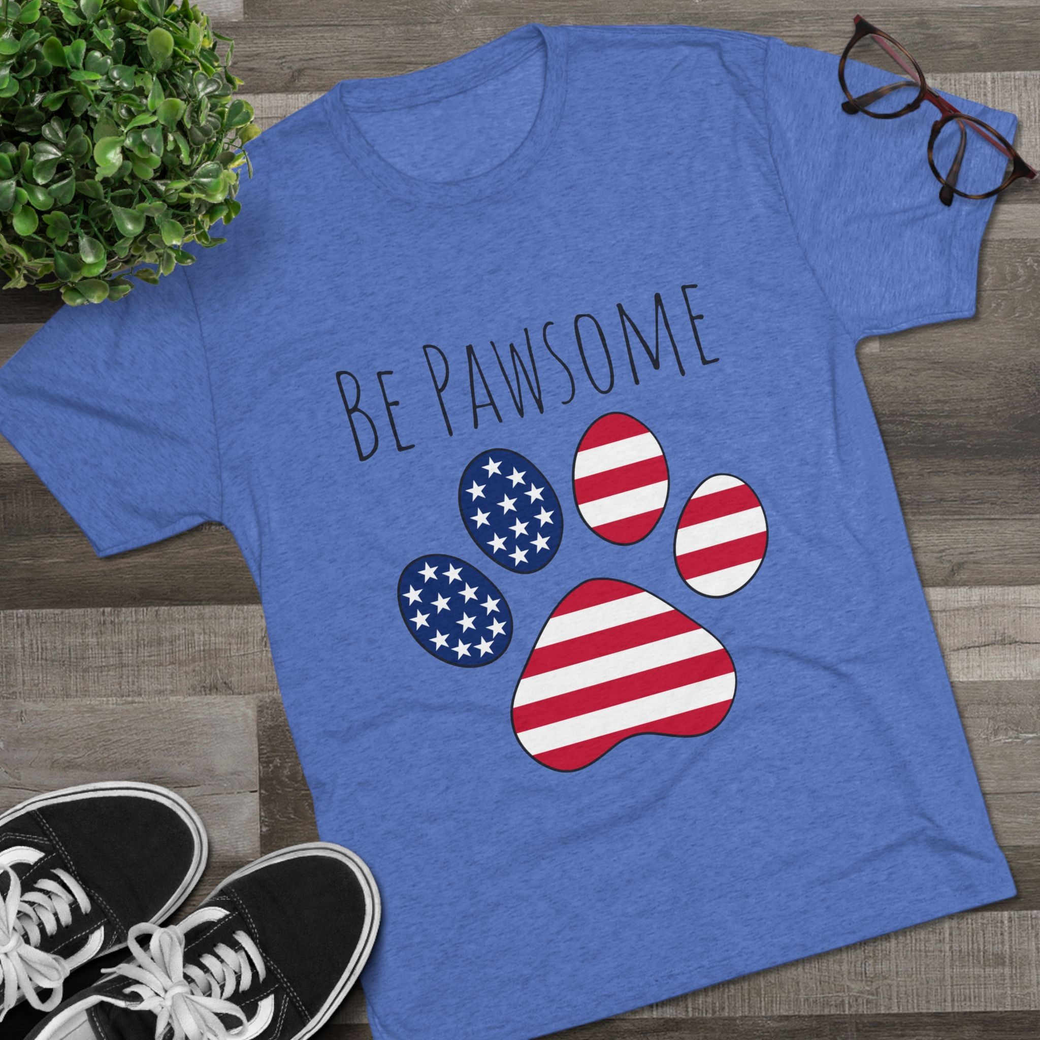 Dog Lover Tee - Be Pawsome Unisex Tri-Blend Crew Tee