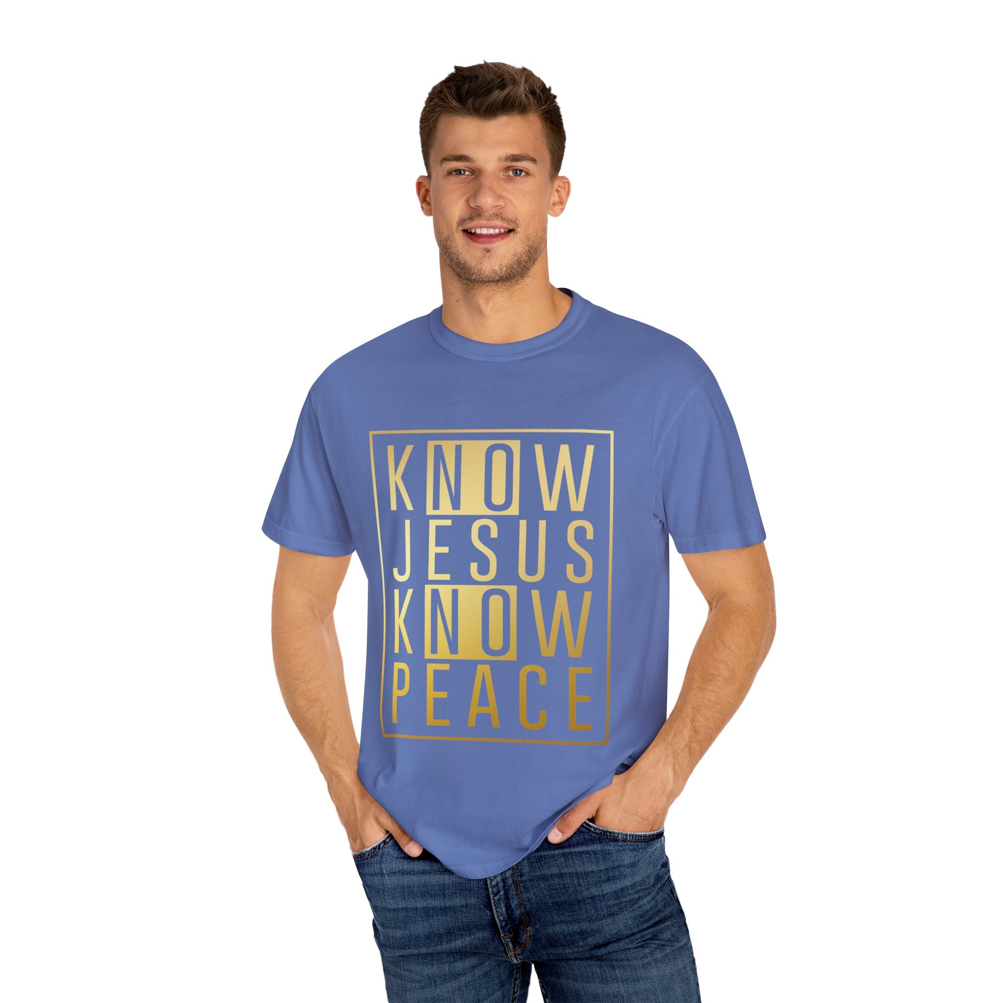 Know Jesus, Know Peace Unisex Garment-Dyed T-shirt | Inspirational Apparel for Faith, Church Events, Gifts, Casual Wear, Summer Outfits