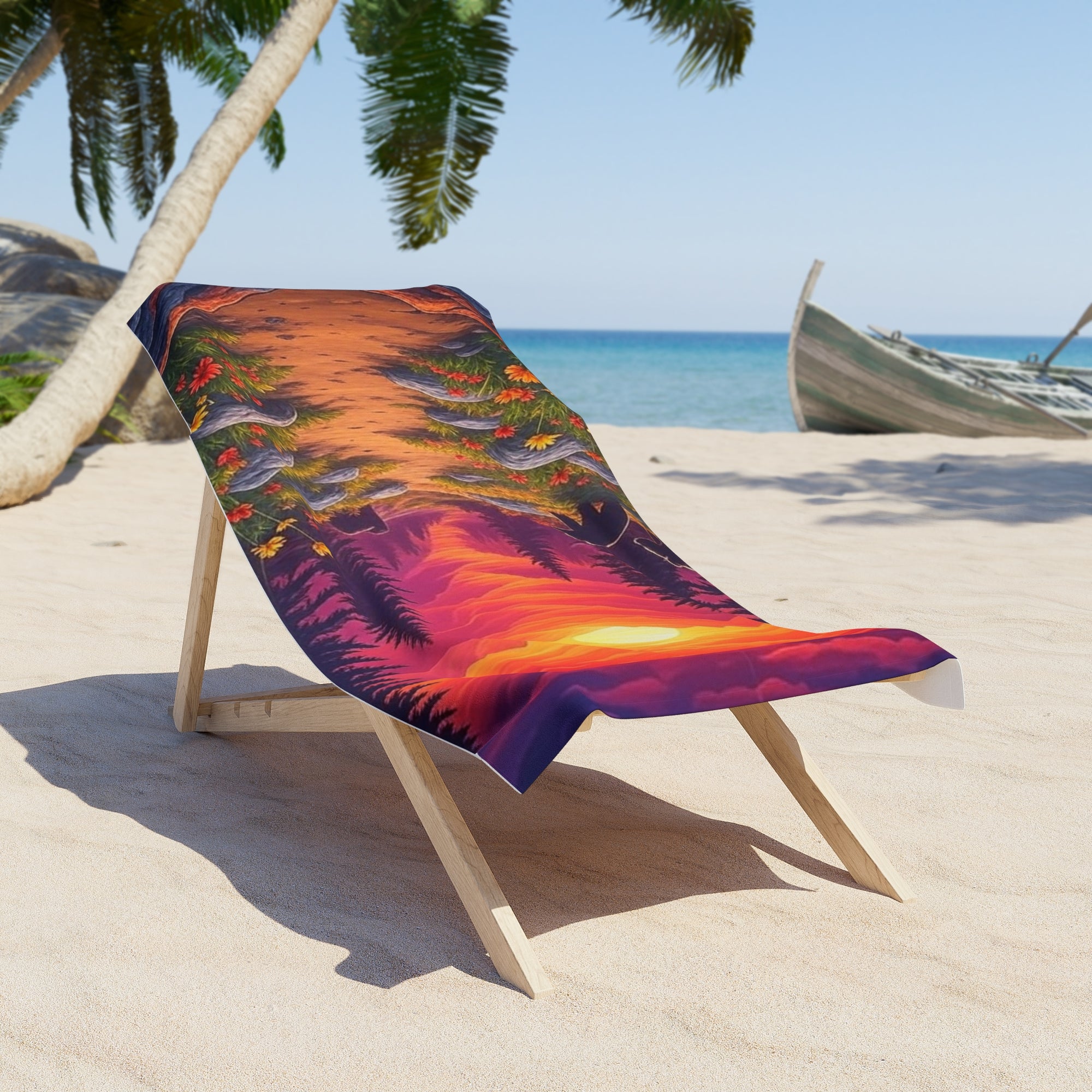 Sunset Landscape Beach Towel, Vibrant Summer Essentials, Perfect for Poolside, Picnics, Gifts for Beach Lovers, Travel Accessory