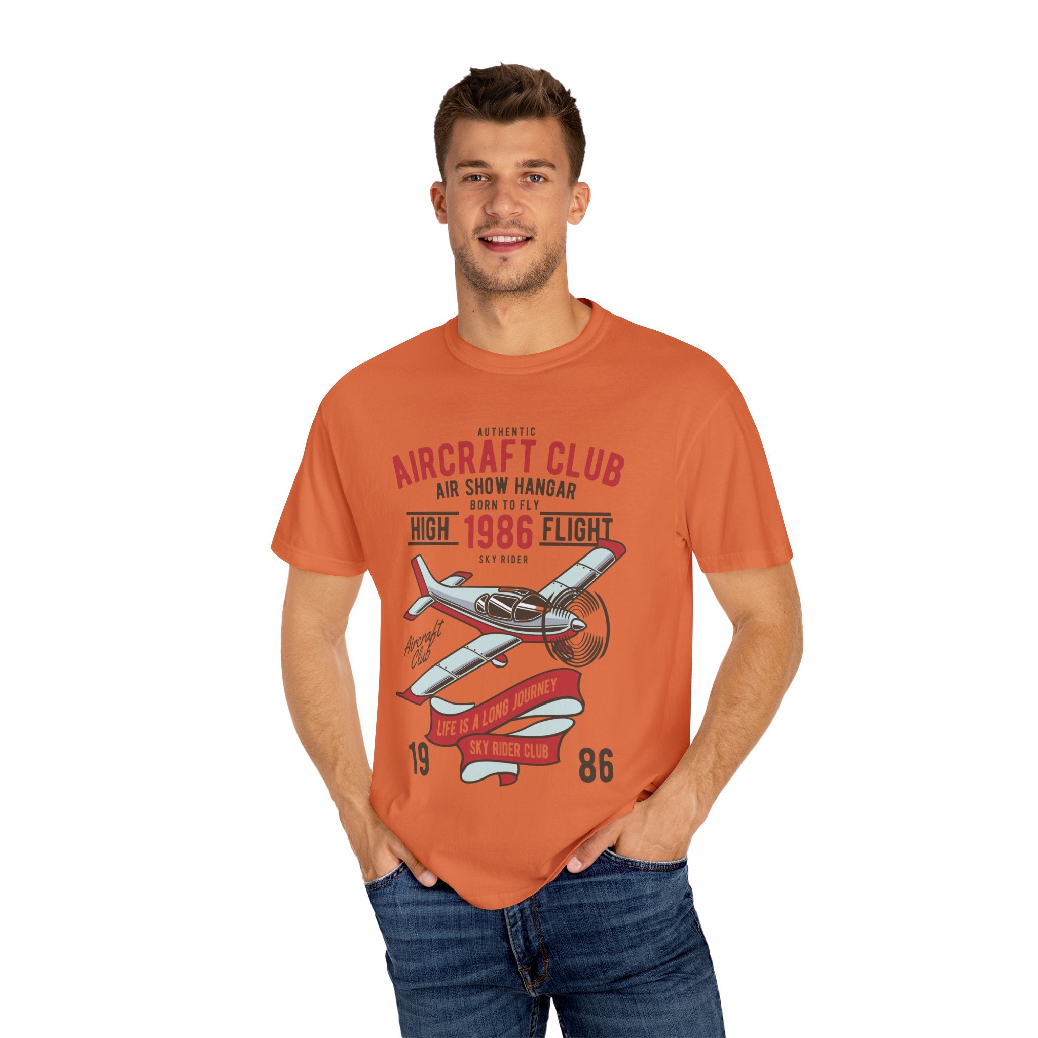 Vintage Aircraft Club T-Shirt | Unisex Garment-Dyed Tee, Aviation Lover Gift, Retro Airplane Shirt, Sky Rider Apparel, Air Show Fashion