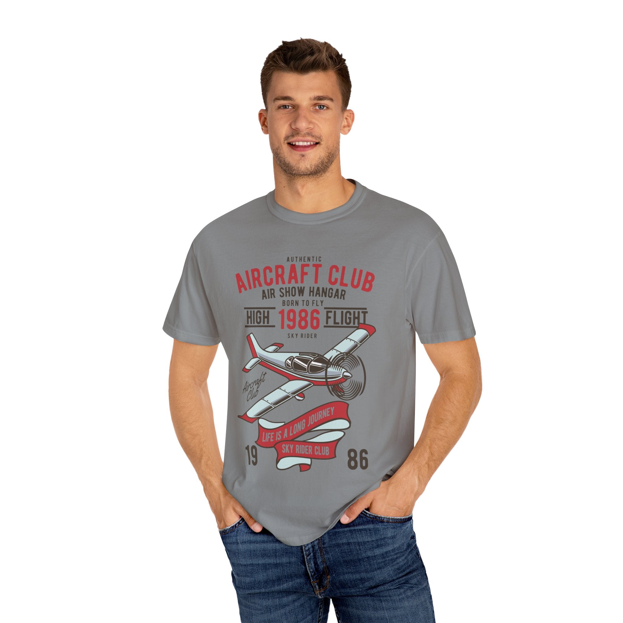 Vintage Aircraft Club T-Shirt | Unisex Garment-Dyed Tee, Aviation Lover Gift, Retro Airplane Shirt, Sky Rider Apparel, Air Show Fashion