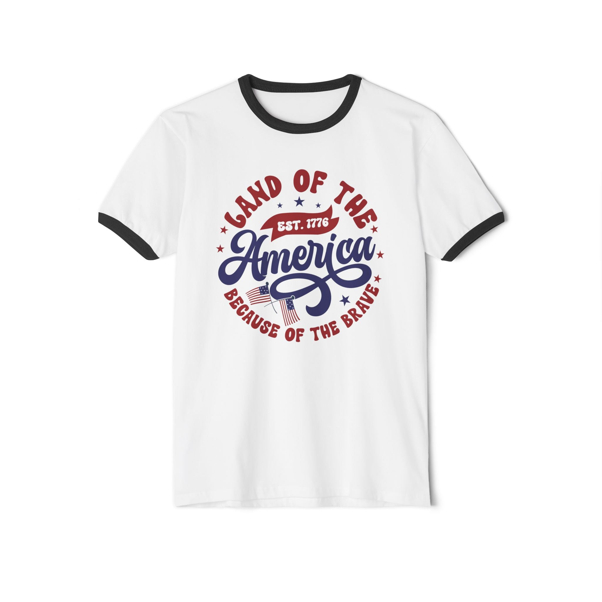 Ringer T-Shirt Land of the Free Because of the Brave