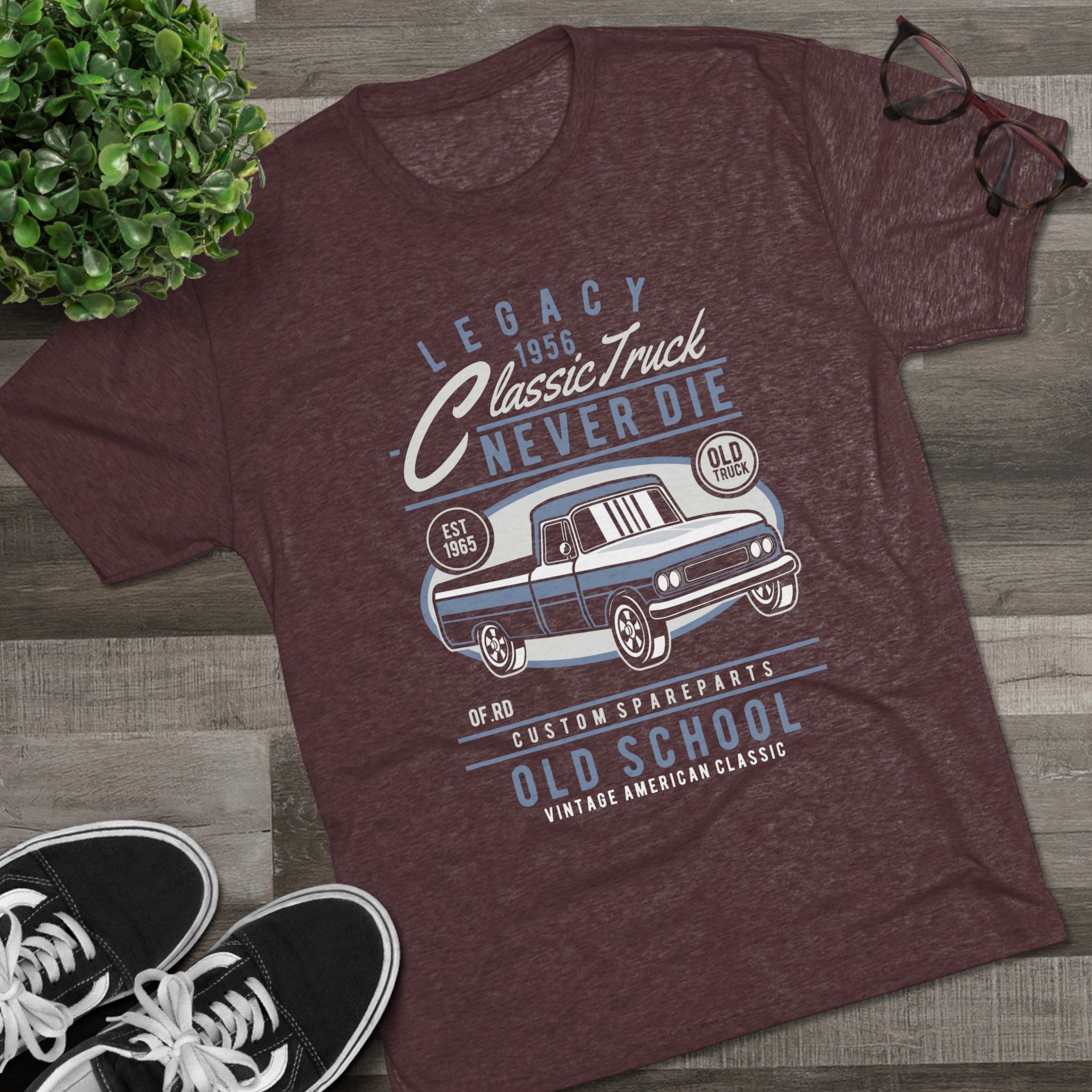 Vintage Classic Truck Tee - Unisex Tri-Blend Crew Neck