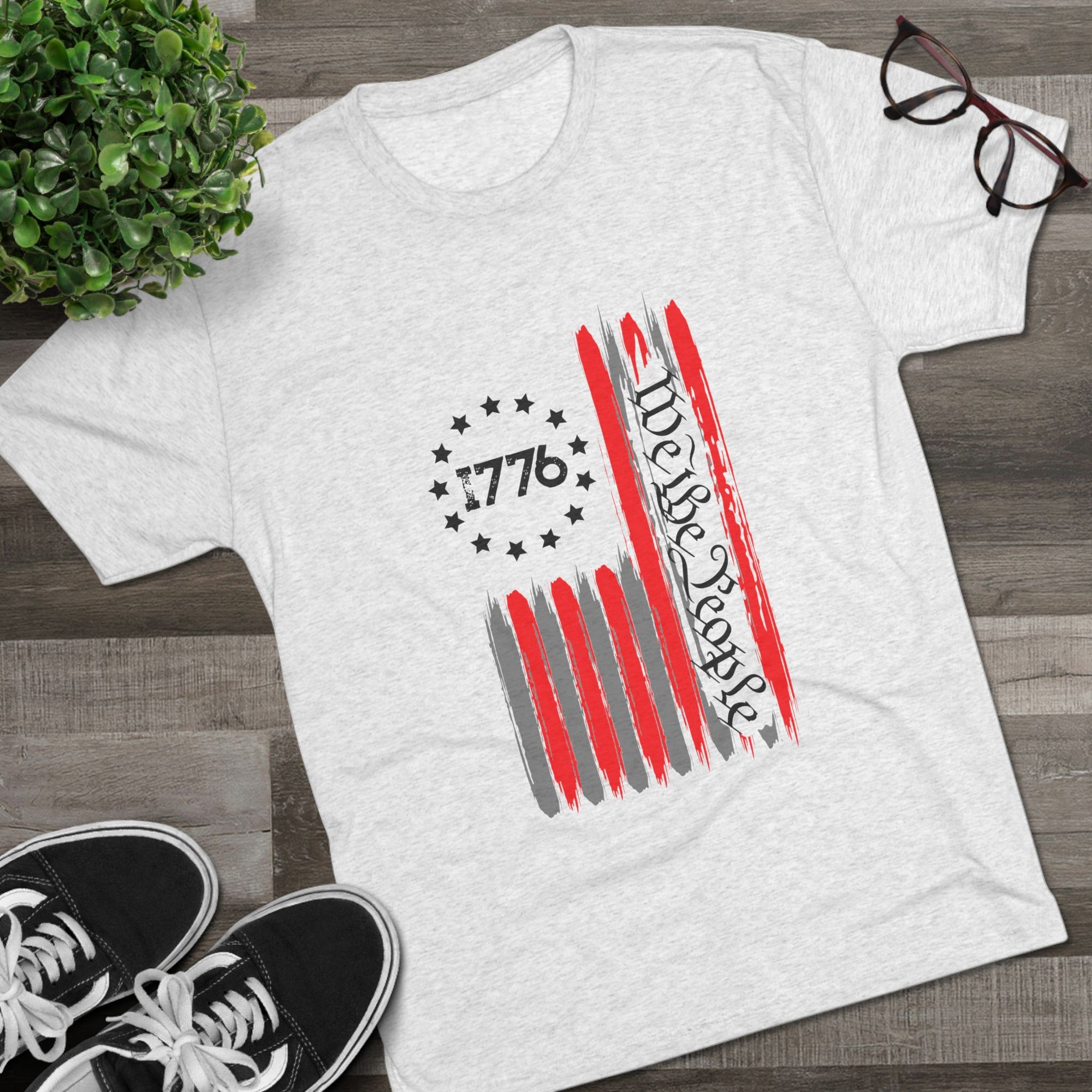 Patriotic Tee - We the People 1776 Flag Unisex Tri-Blend Crew Tee