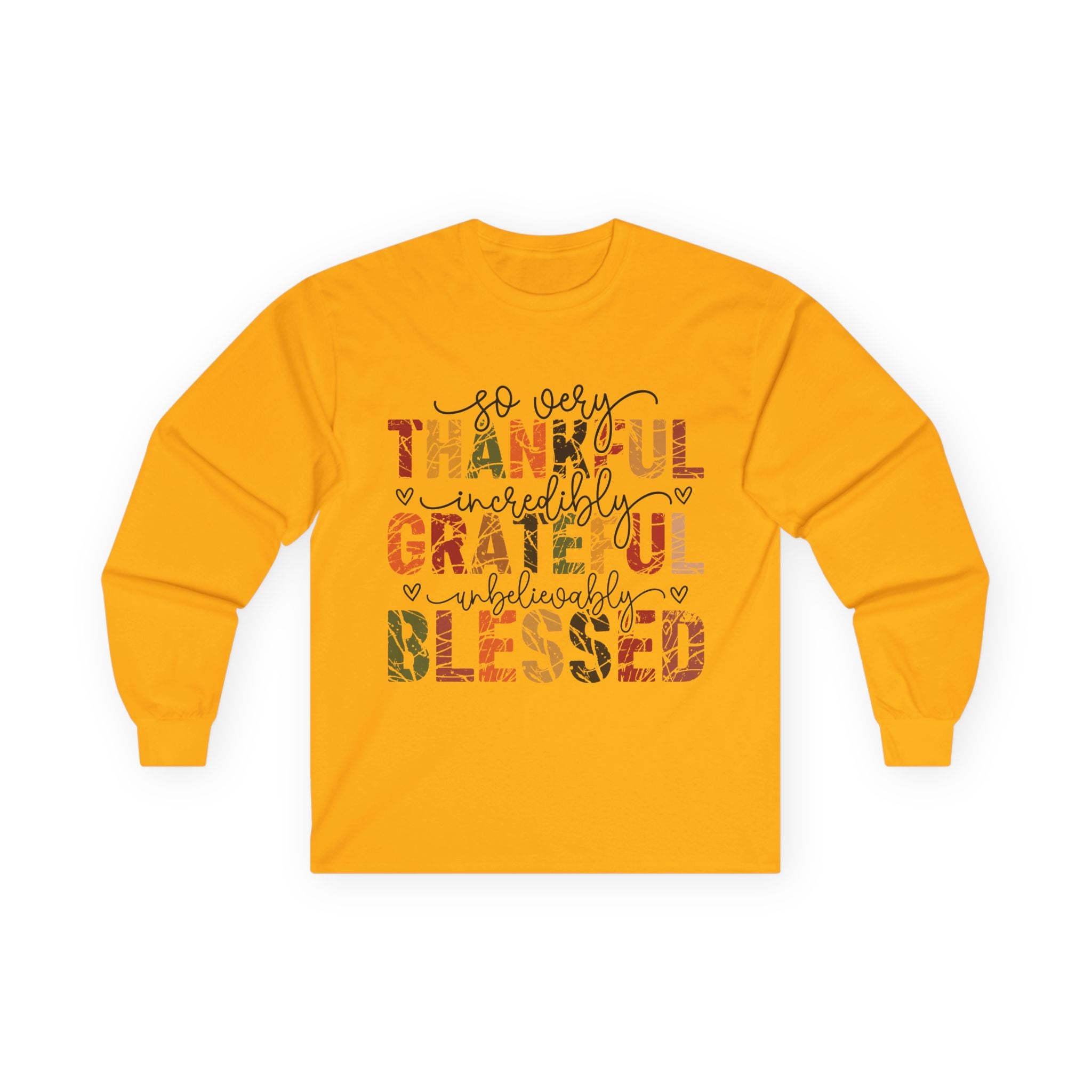 Grateful Long Sleeve Tee, Thankful Tee, Unisex Gift, Fall Fashion, Thanksgiving Apparel, Heartfelt Love Shirt
