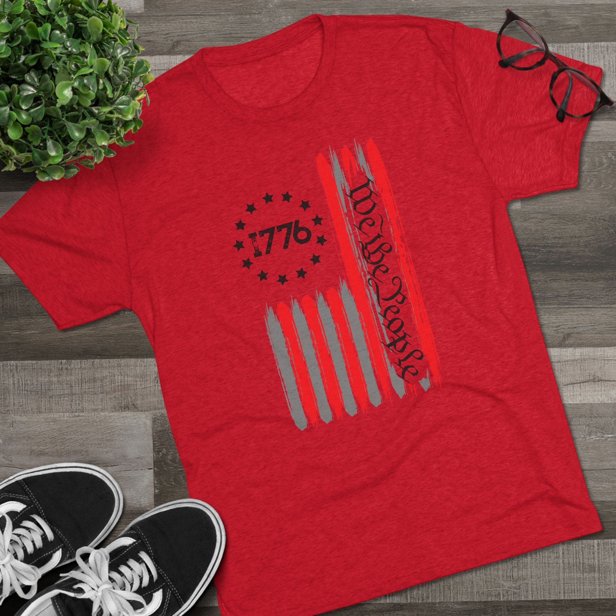 Patriotic Tee - We the People 1776 Flag Unisex Tri-Blend Crew Tee