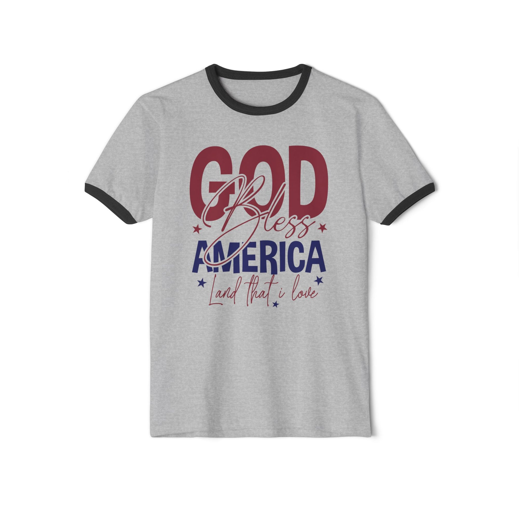 Ringer T-Shirt God Bless America Patriotic Tee