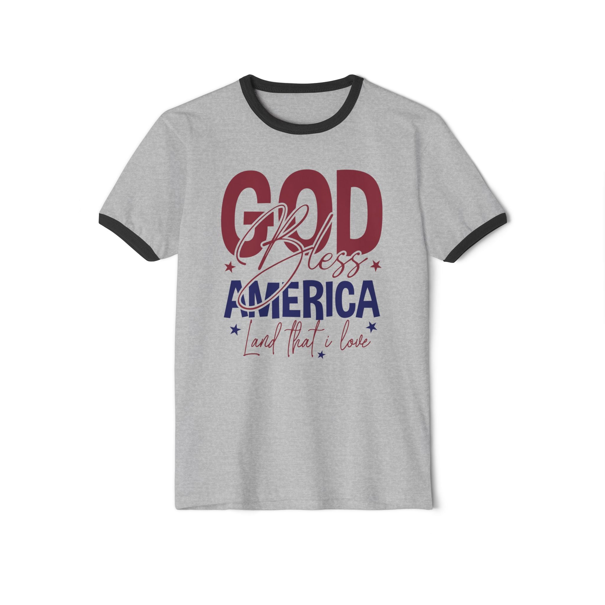 Ringer T-Shirt God Bless America Patriotic Tee