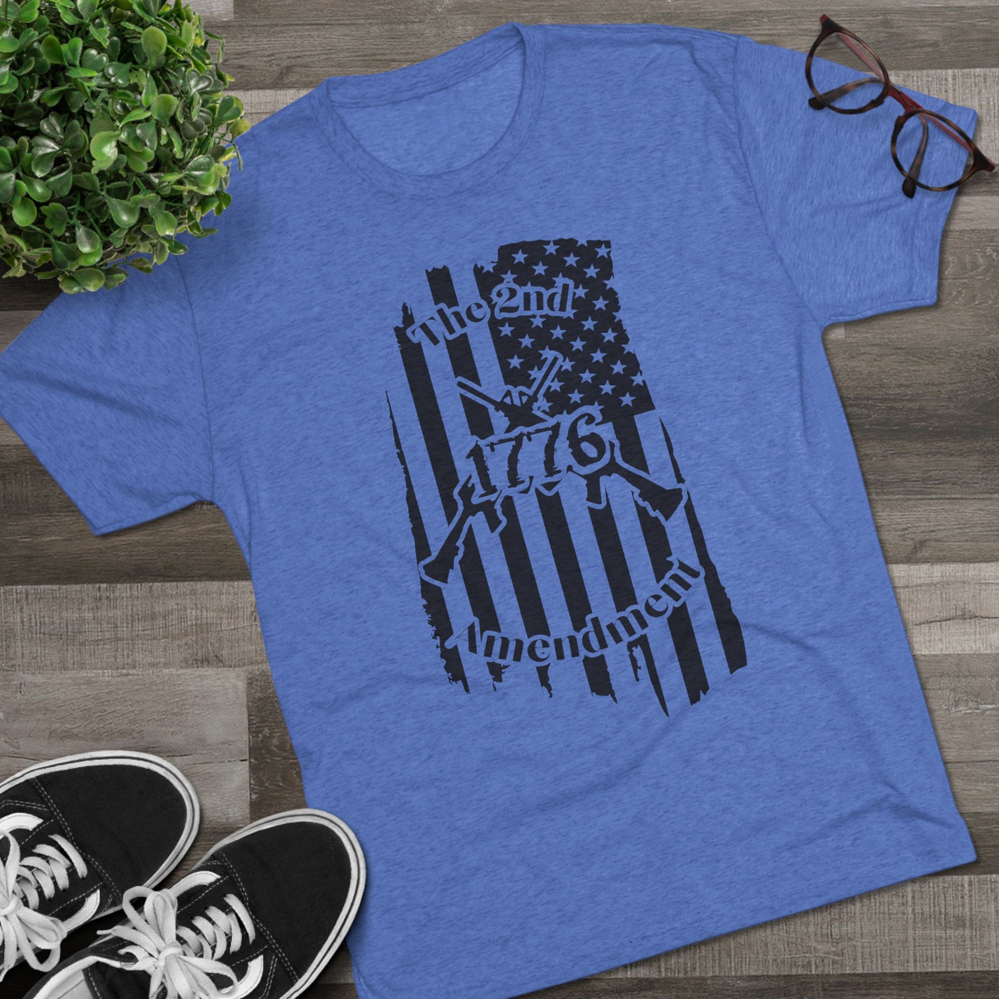 Patriotic Tee - 1776 2nd Amendment Flag Design Unisex Tri-Blend Crew Tee