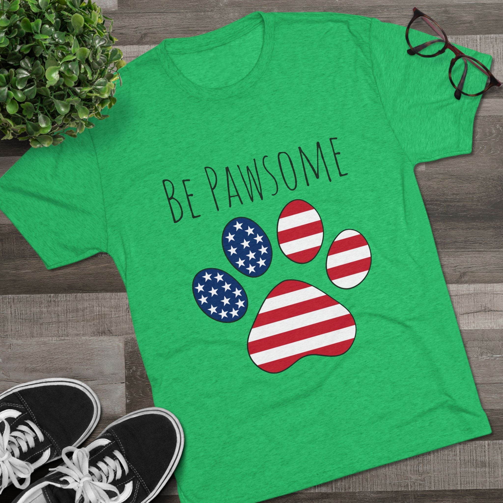 Dog Lover Tee - Be Pawsome Unisex Tri-Blend Crew Tee