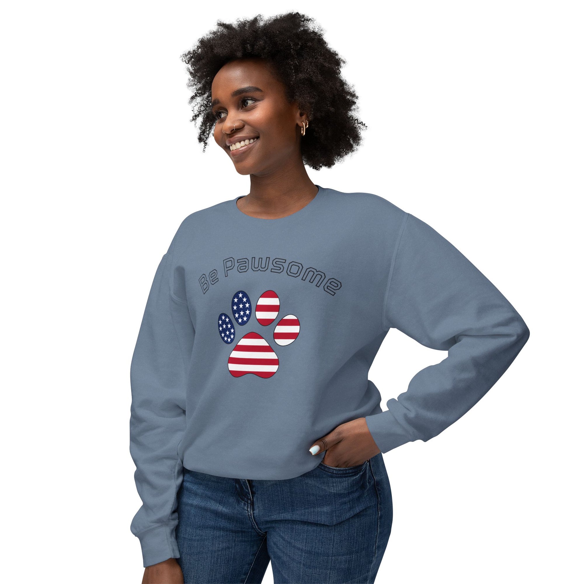 Dog Print Sweatshirt - Be Pawsome Lightweight Crewneck