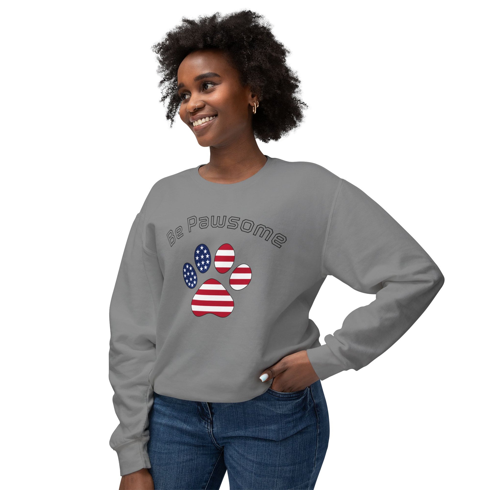 Dog Print Sweatshirt - Be Pawsome Lightweight Crewneck