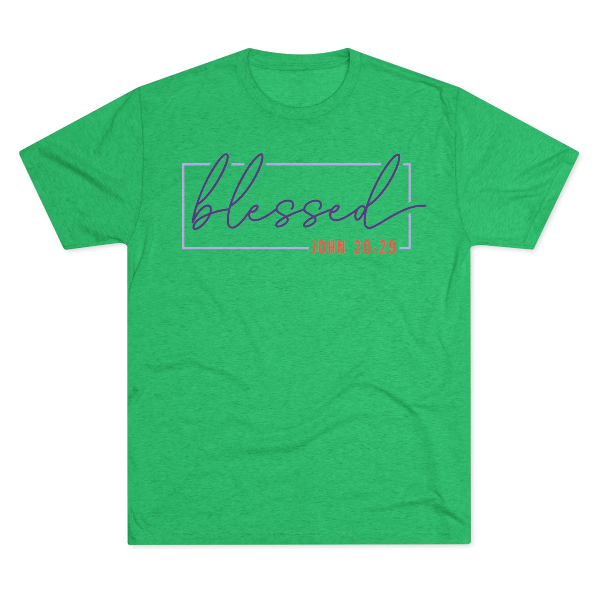 Blessed Unisex Tri-Blend Crew Tee | Inspirational Gift for Friends, Spiritual Wear, Faith-Based Apparel, Green Shirt, Casual Top