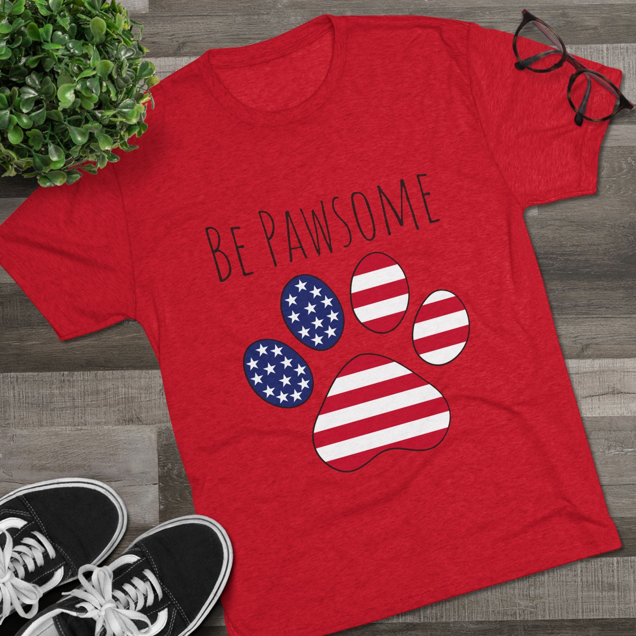 Dog Lover Tee - Be Pawsome Unisex Tri-Blend Crew Tee