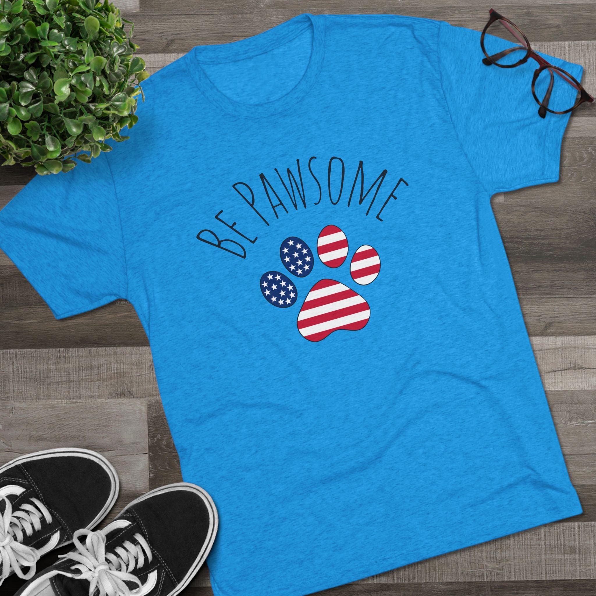 Dog Lover Tee - Be Pawsome Unisex Tri-Blend Crew Tee