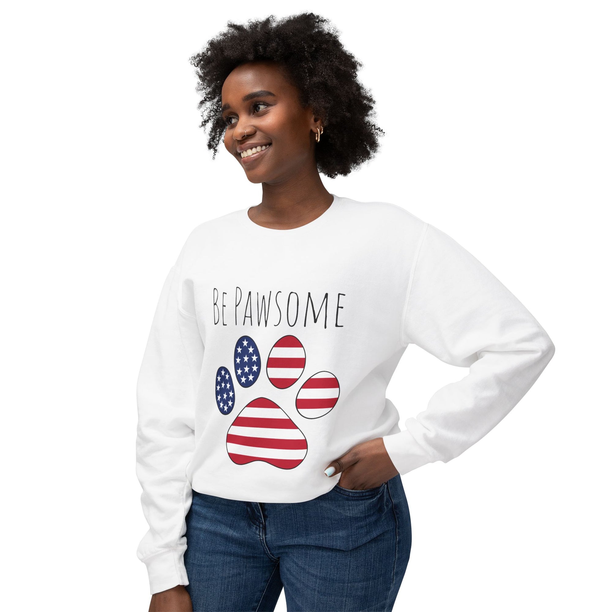 Dog Print Sweatshirt - Be Pawsome Lightweight Crewneck