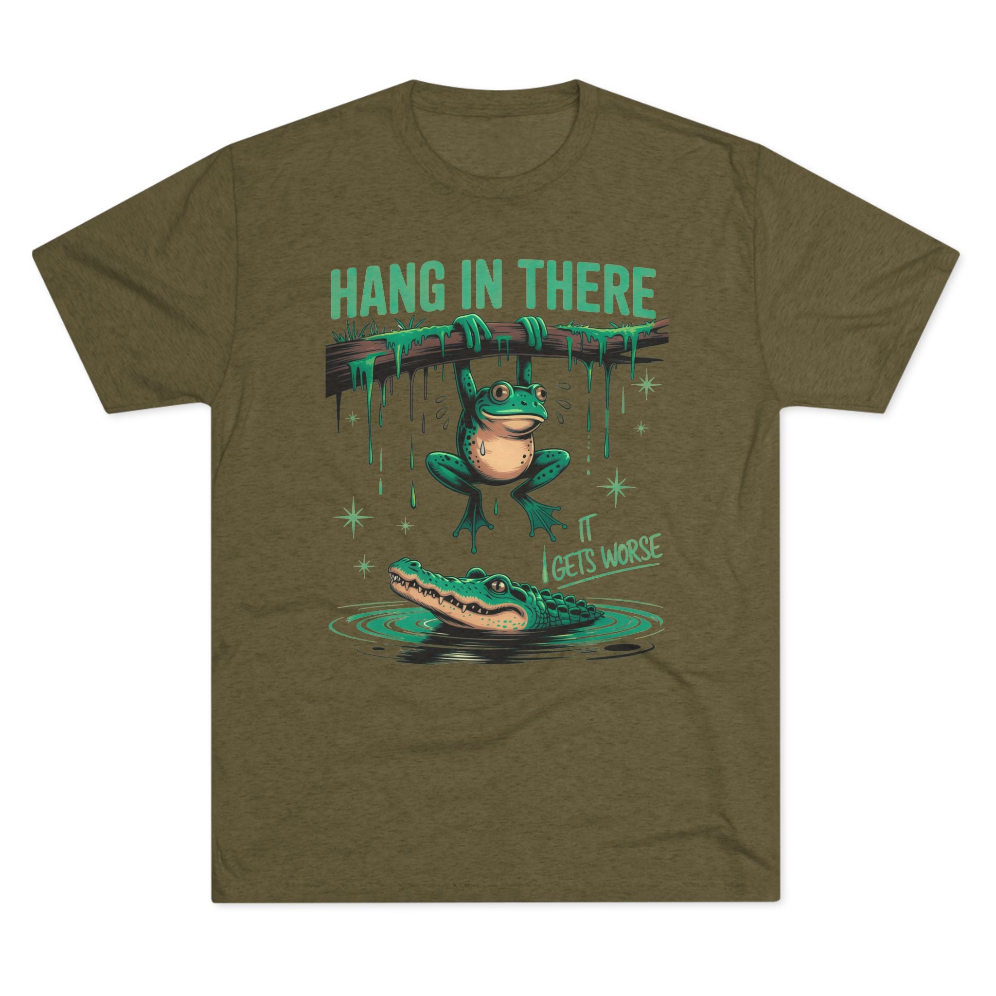 Hang In There Frog Unisex Tri-Blend Crew Tee, Funny Tee, Gift for Frog Lovers, Relaxed Fit T-Shirt