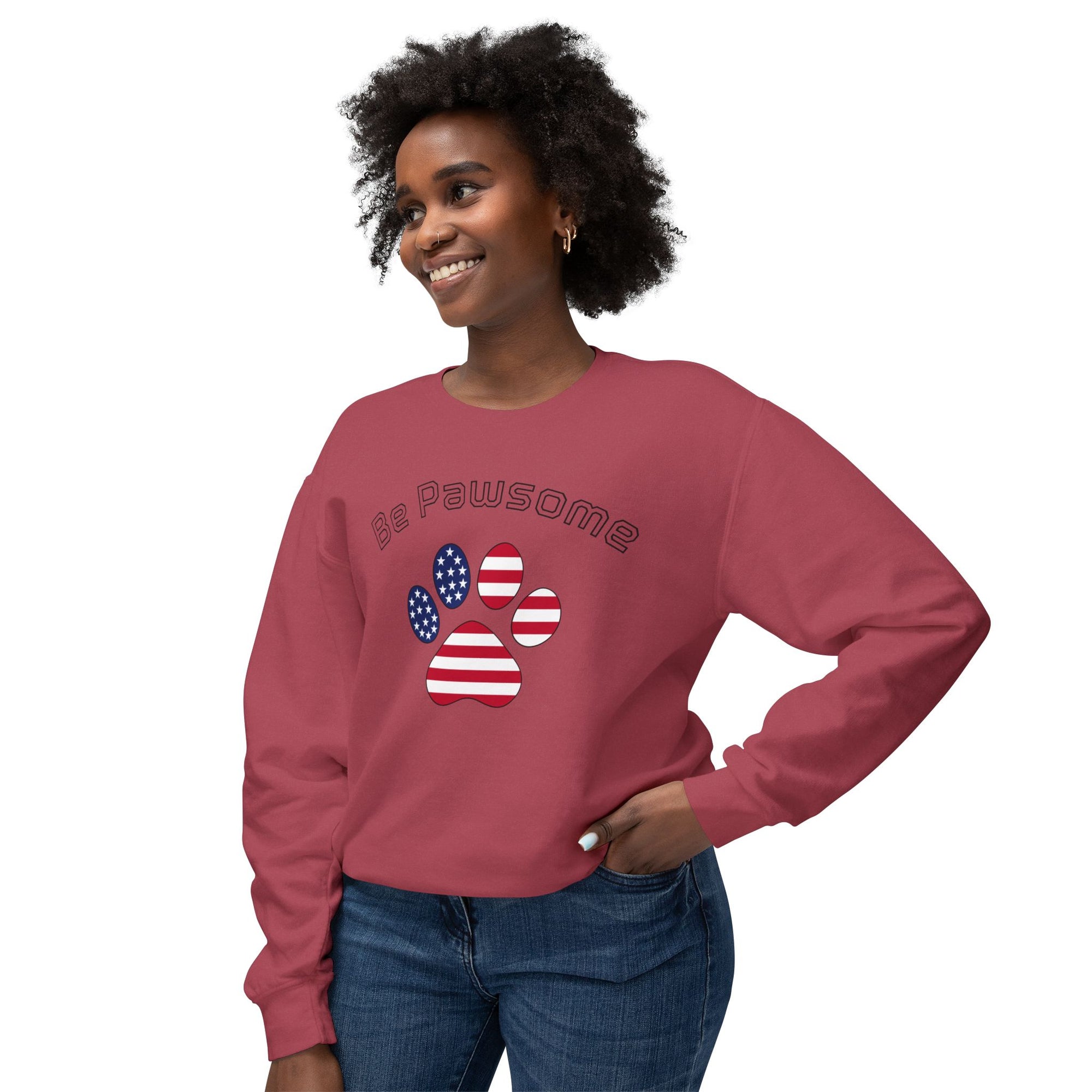 Dog Print Sweatshirt - Be Pawsome Lightweight Crewneck