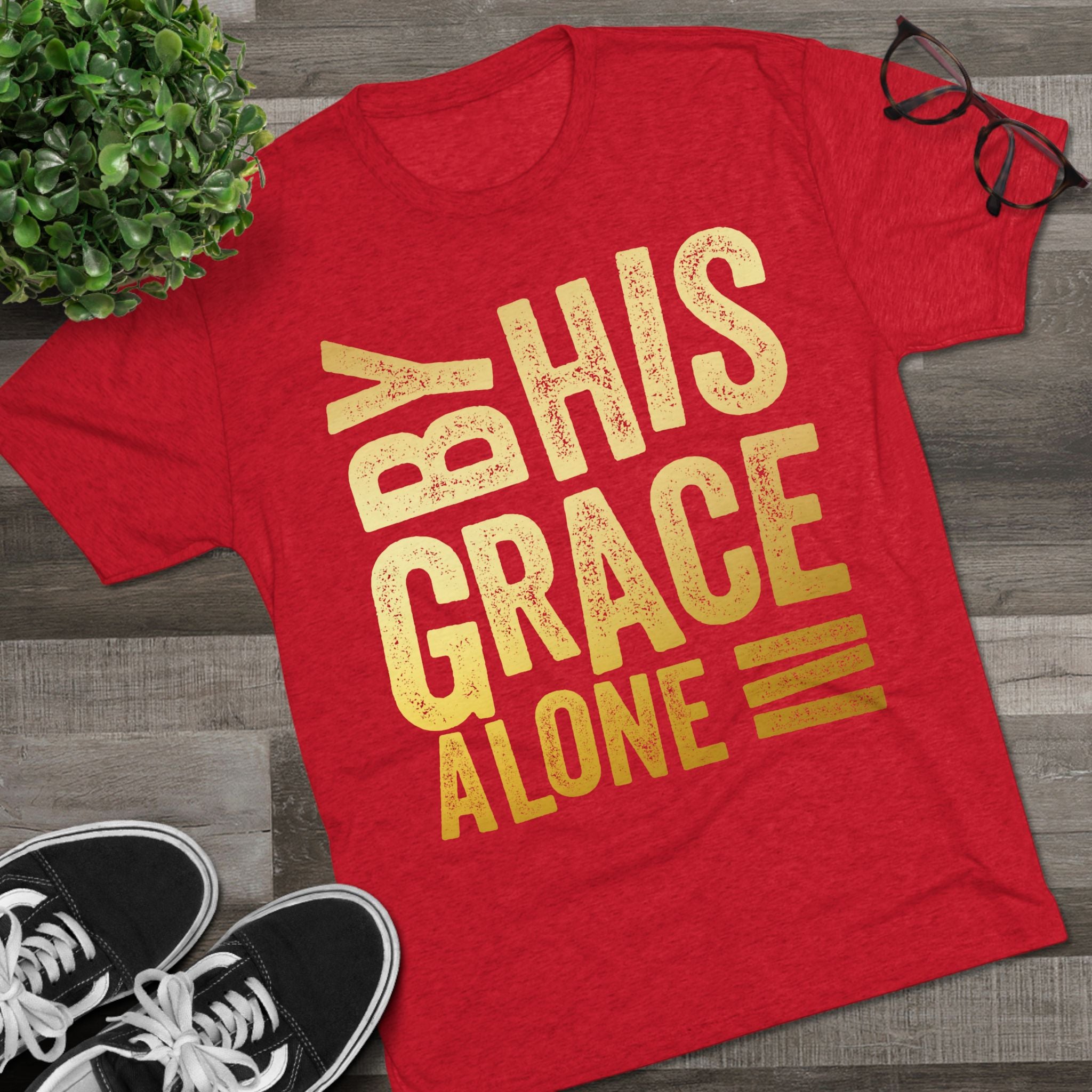 Unisex Tri-Blend Crew Tee - 'By His Grace Alone' Inspirational T-Shirt, Faith-Based Apparel, Christian Gift, Casual Everyday Wear, [...]