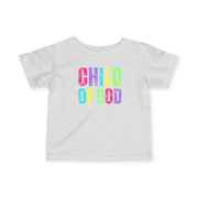 Colorful Child of God Infant Tee, Cute Baby T-Shirt, Rainbow Kids Shirt, Faith-Based Apparel, Baby Shower Gift