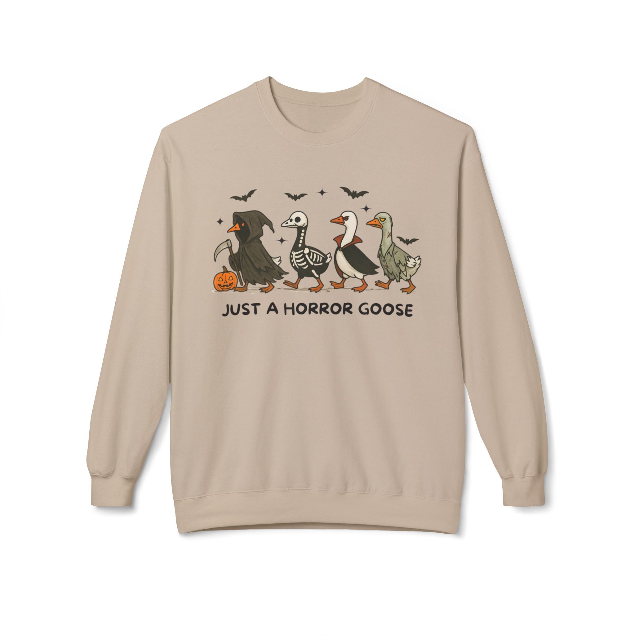 Horror Goose Sweatshirt, Funny Halloween Crewneck, Unisex Fleece Sweatshirt, Cozy Gift for Goose Lovers, Spooky Fall Apparel