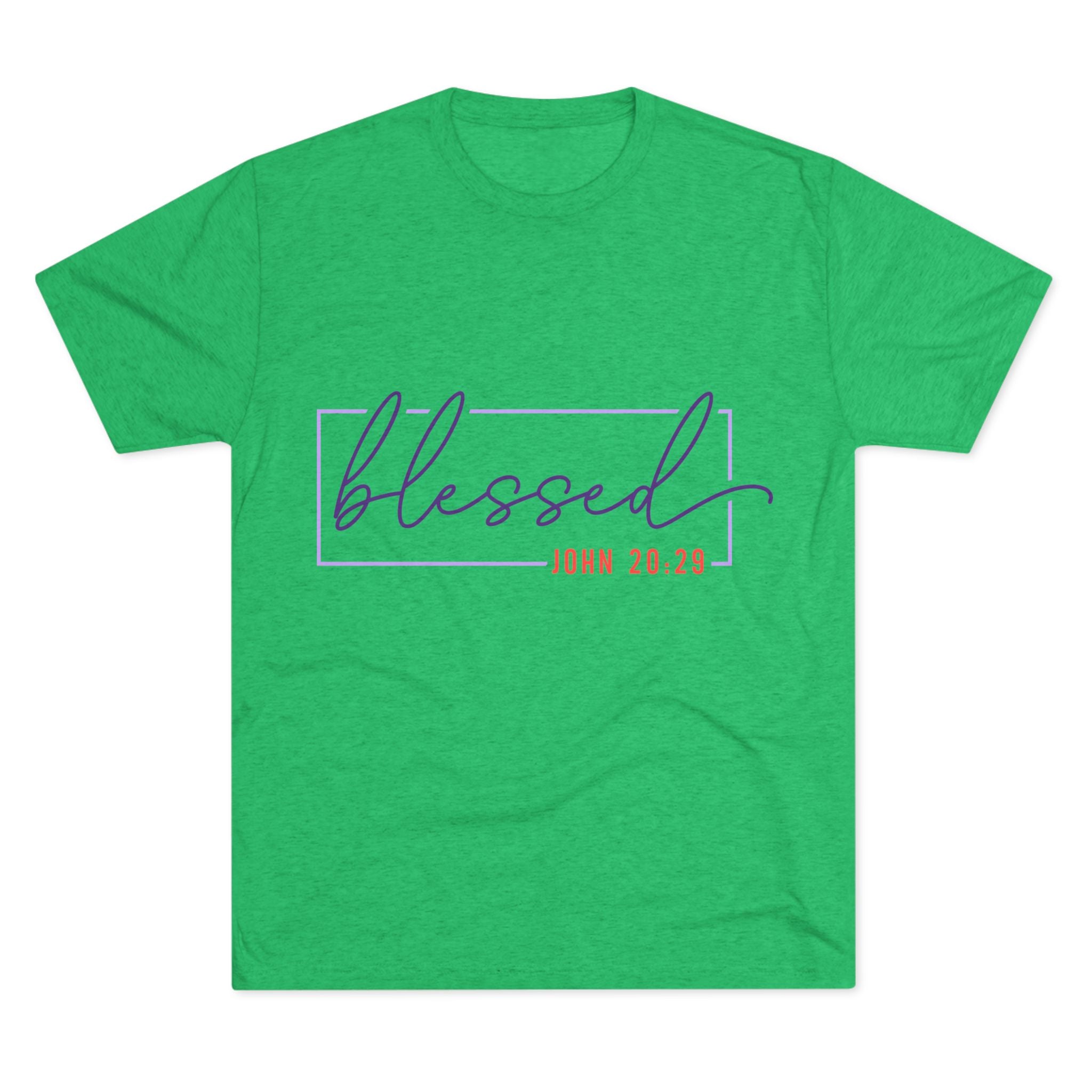 Blessed Unisex Tri-Blend Crew Tee | Inspirational Gift for Friends, Spiritual Wear, Faith-Based Apparel, Green Shirt, Casual Top
