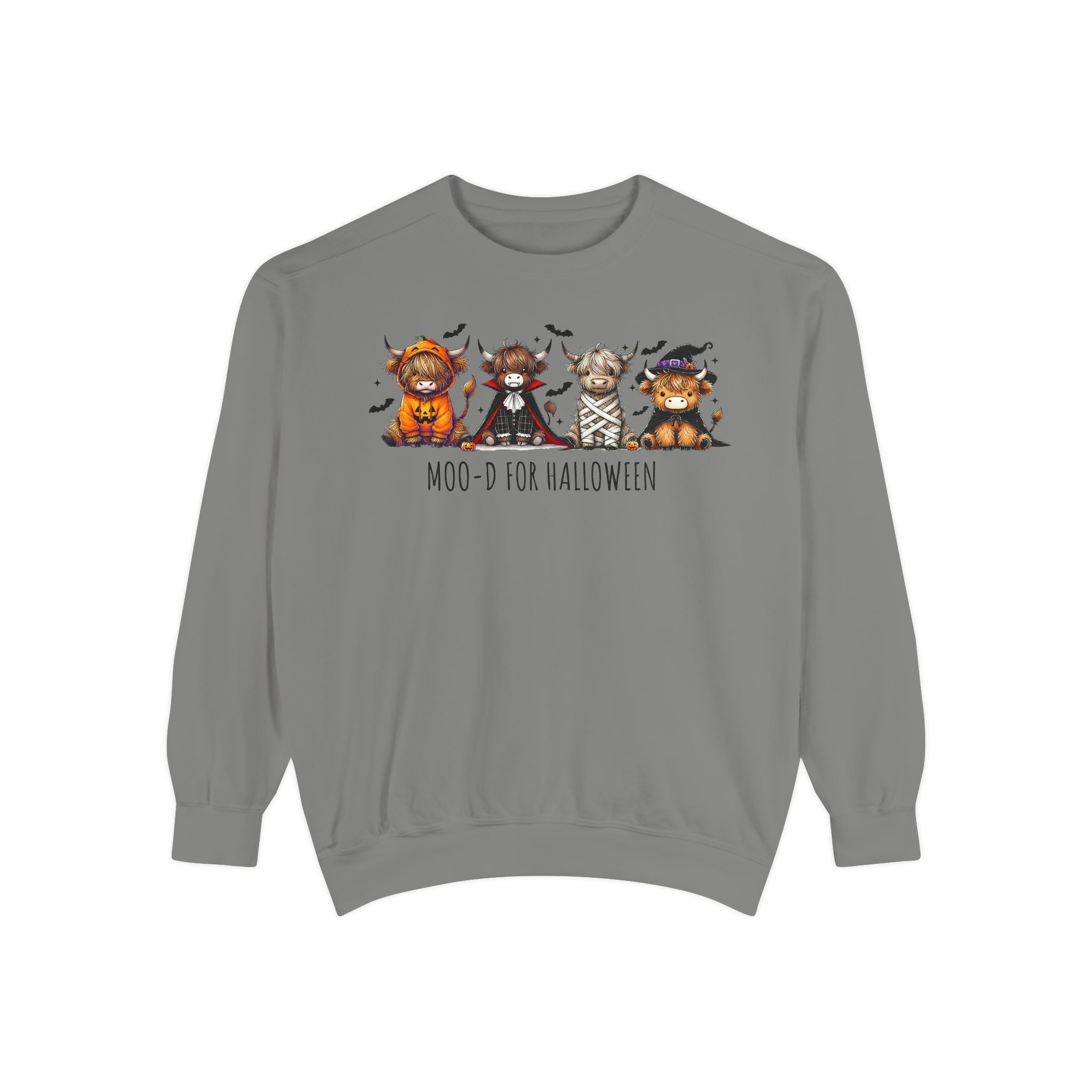 Halloween-Themed Garment-Dyed Unisex Sweatshirt, Cozy Fall Fashion, Cute Pet Designs, Perfect for Halloween Parties, Gift Idea