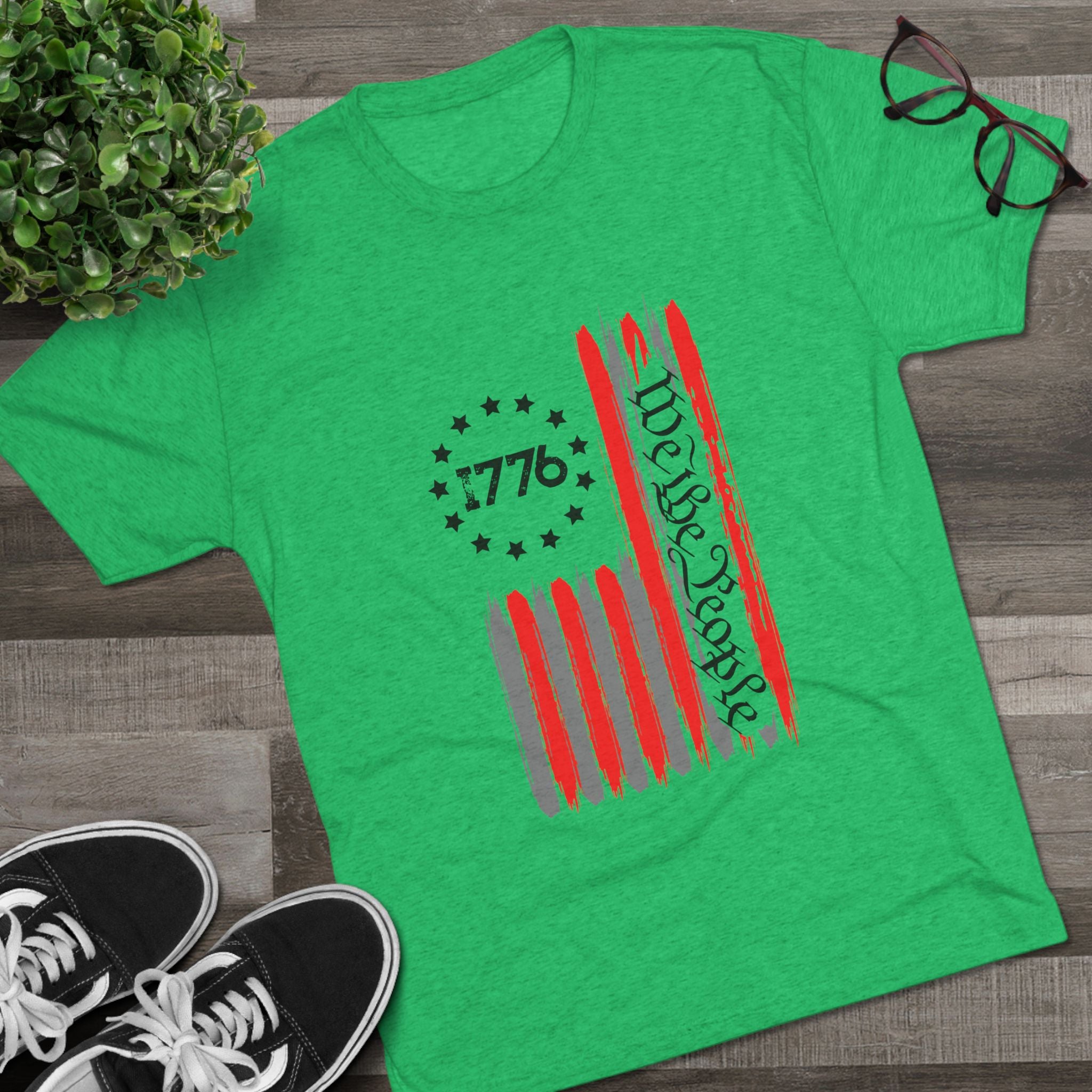 Patriotic Tee - We the People 1776 Flag Unisex Tri-Blend Crew Tee