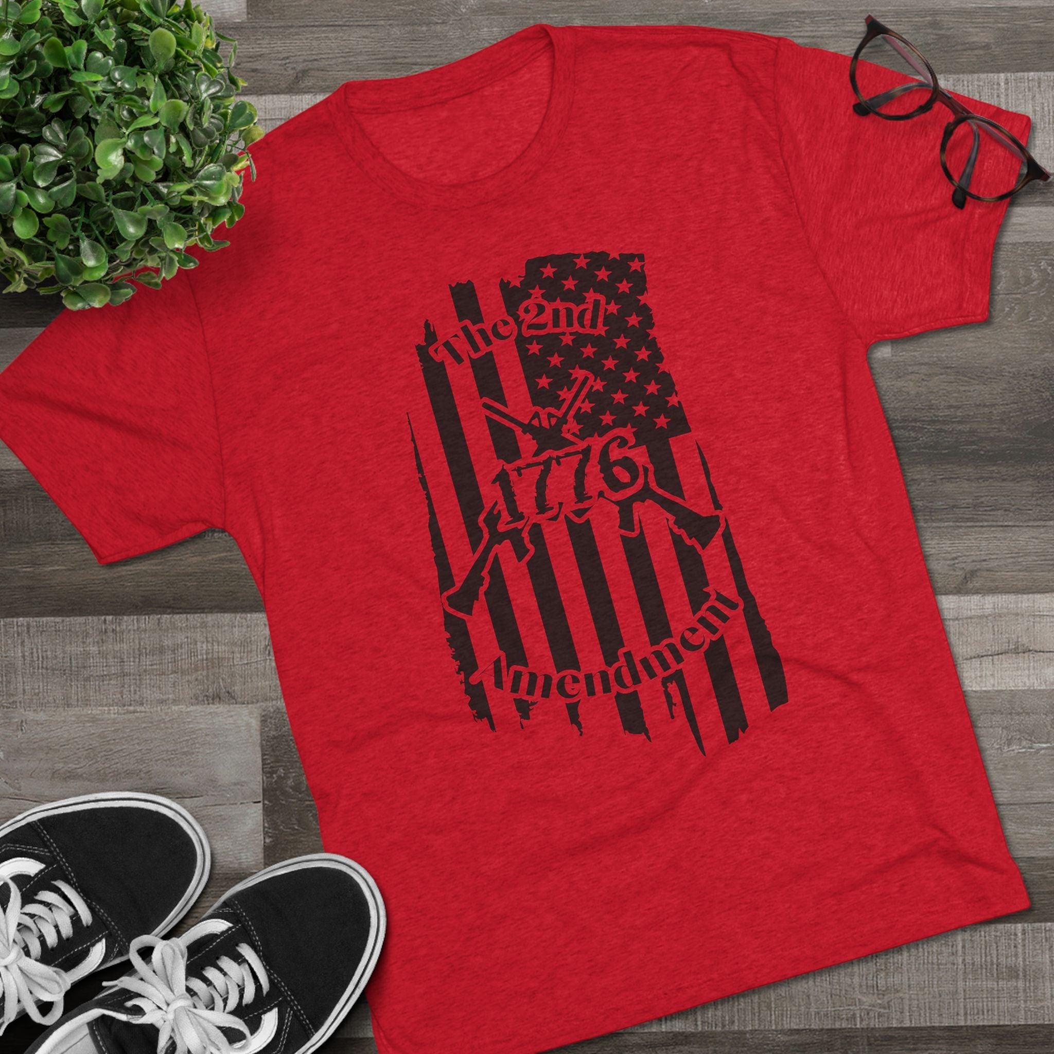 Patriotic Tee - 1776 2nd Amendment Flag Design Unisex Tri-Blend Crew Tee
