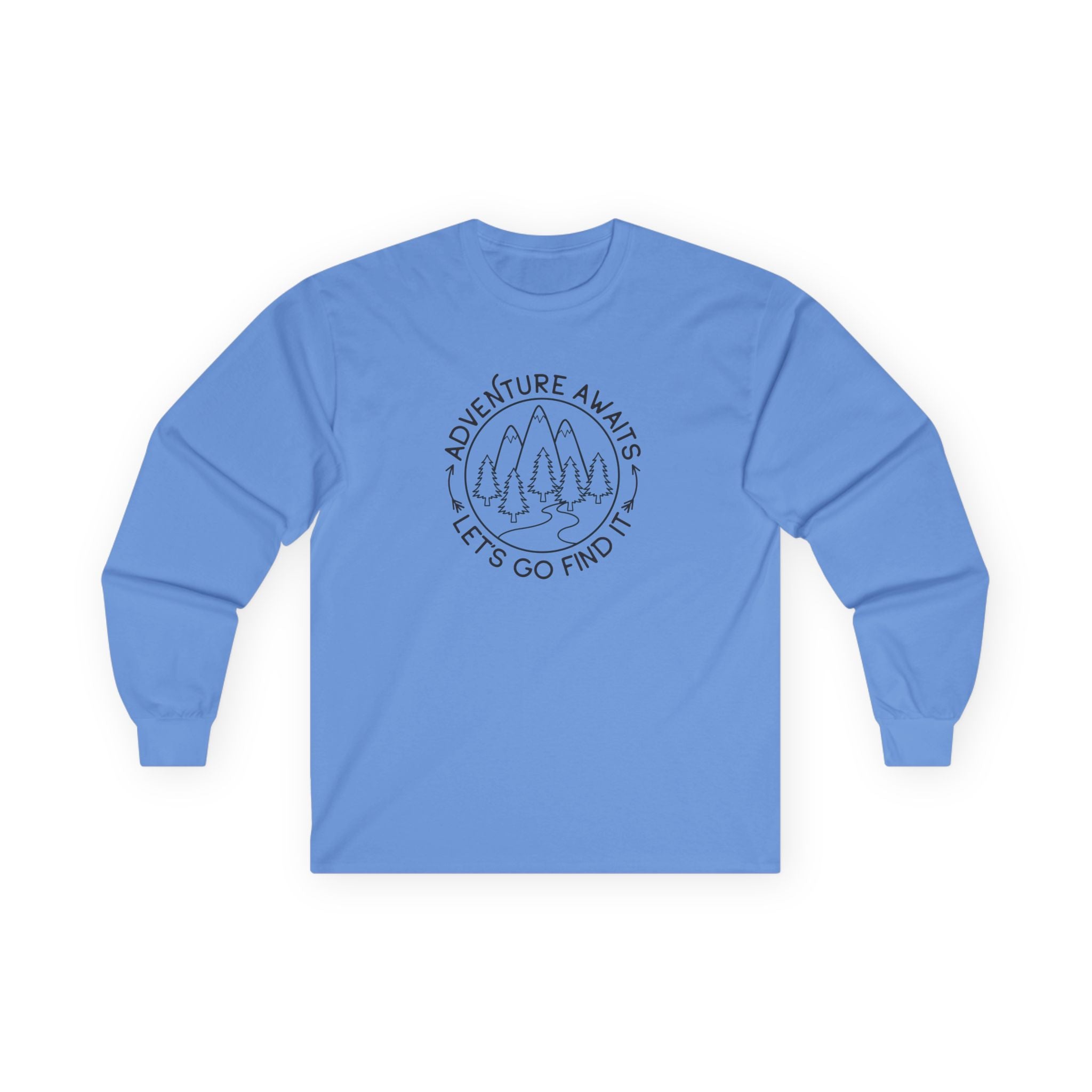 Adventure Awaits Unisex Long Sleeve Tee, Perfect for Outdoor Lovers, Travel Enthusiasts, Gifts, Hiking, Adventure Apparel