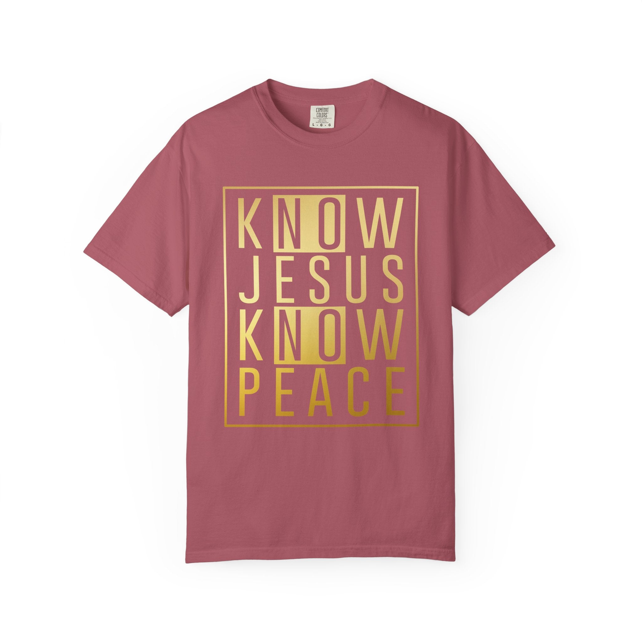 Know Jesus, Know Peace Unisex Garment-Dyed T-shirt | Inspirational Apparel for Faith, Church Events, Gifts, Casual Wear, Summer Outfits