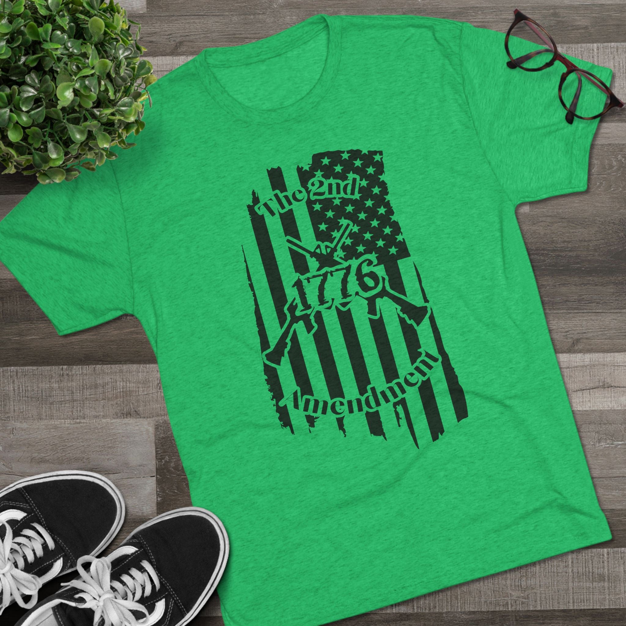 Patriotic Tee - 1776 2nd Amendment Flag Design Unisex Tri-Blend Crew Tee
