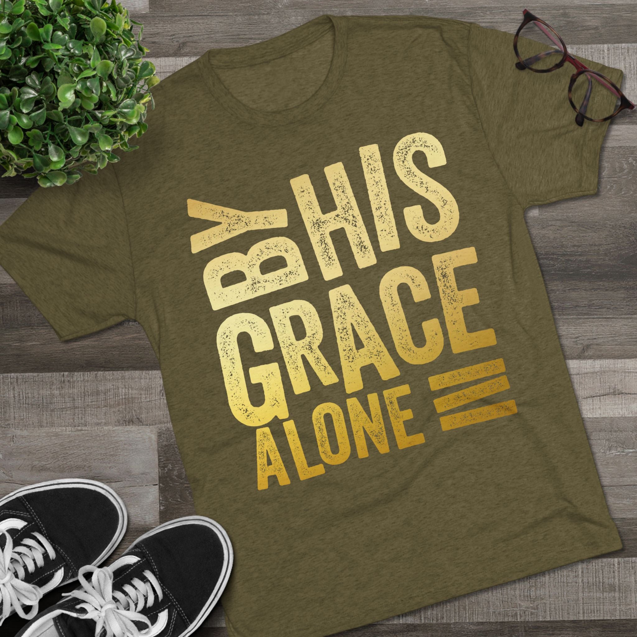 Unisex Tri-Blend Crew Tee - 'By His Grace Alone' Inspirational T-Shirt, Faith-Based Apparel, Christian Gift, Casual Everyday Wear, [...]