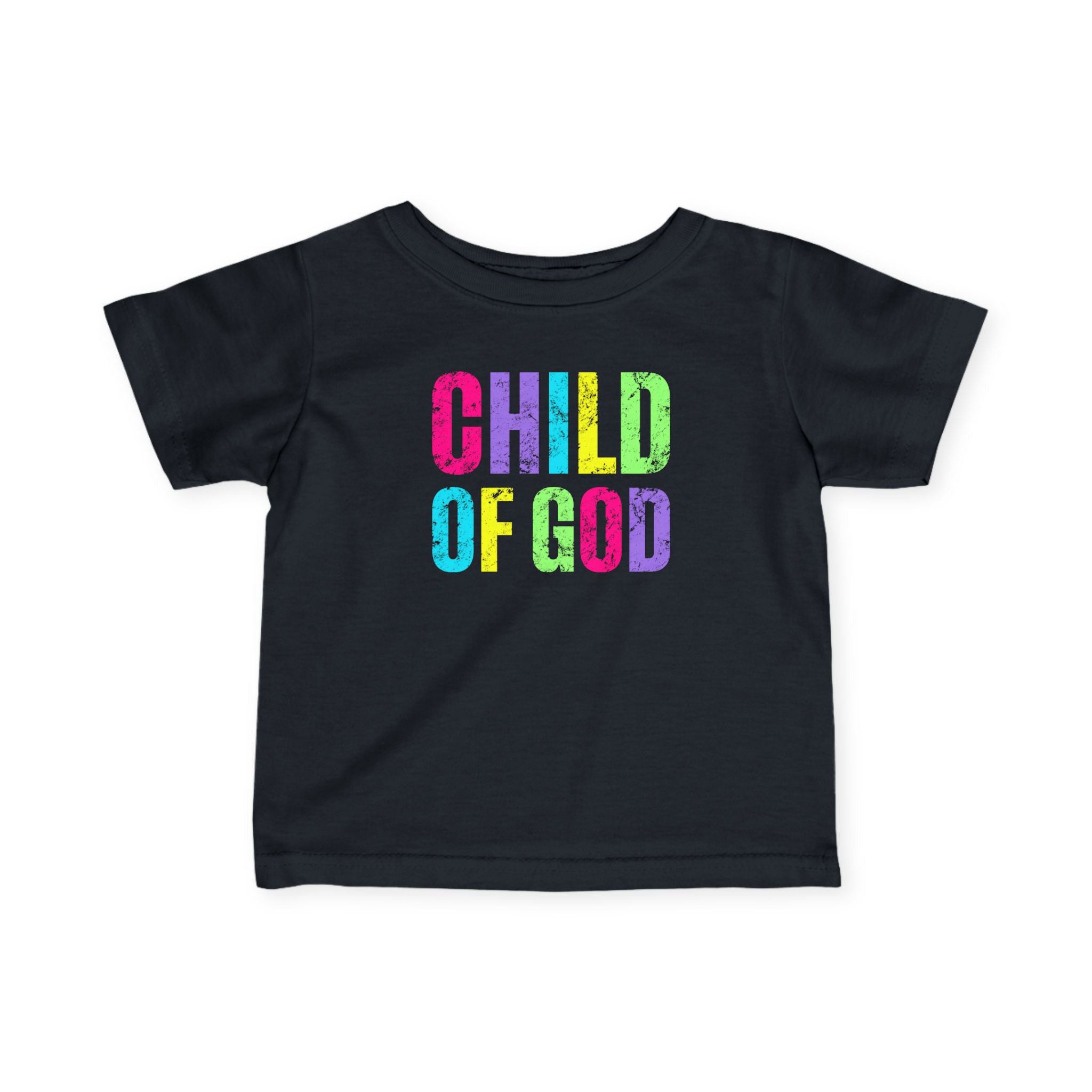 Colorful Child of God Infant Tee, Cute Baby T-Shirt, Rainbow Kids Shirt, Faith-Based Apparel, Baby Shower Gift