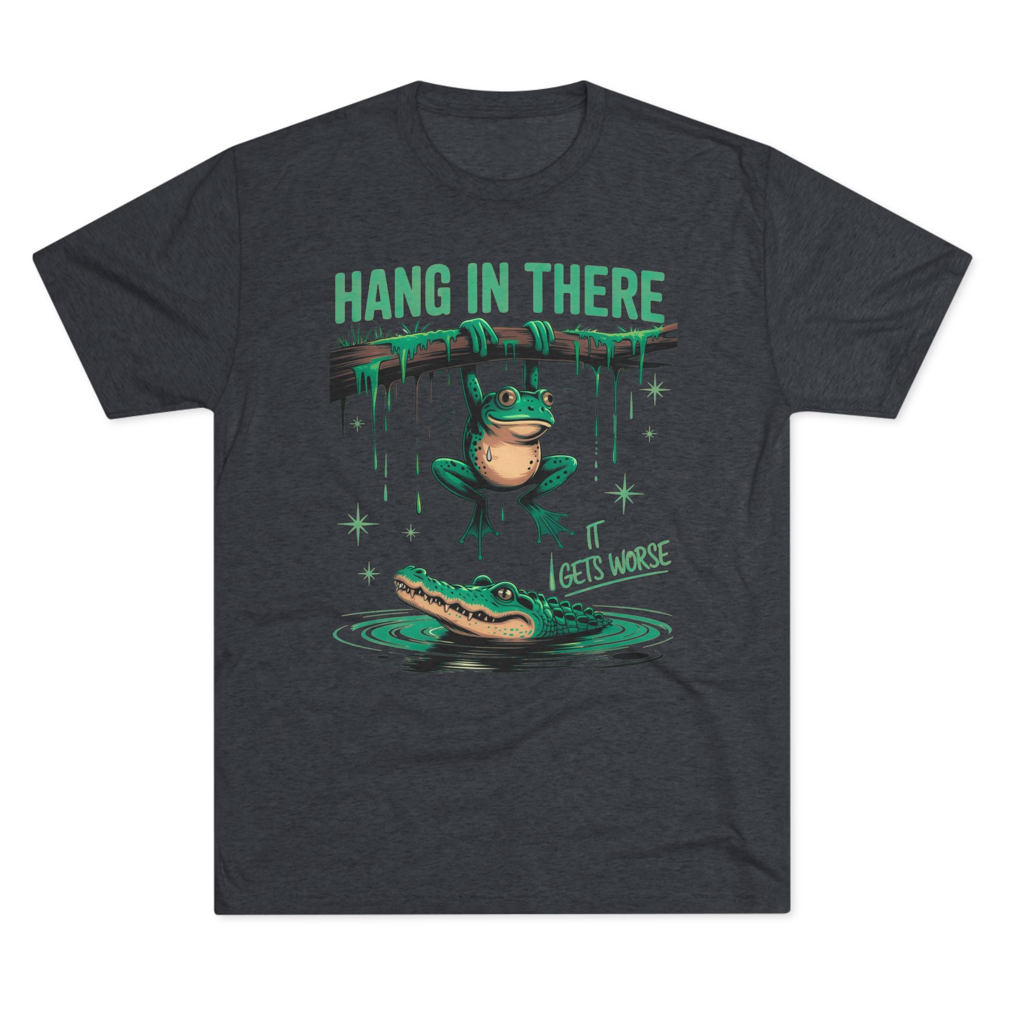 Hang In There Frog Unisex Tri-Blend Crew Tee, Funny Tee, Gift for Frog Lovers, Relaxed Fit T-Shirt