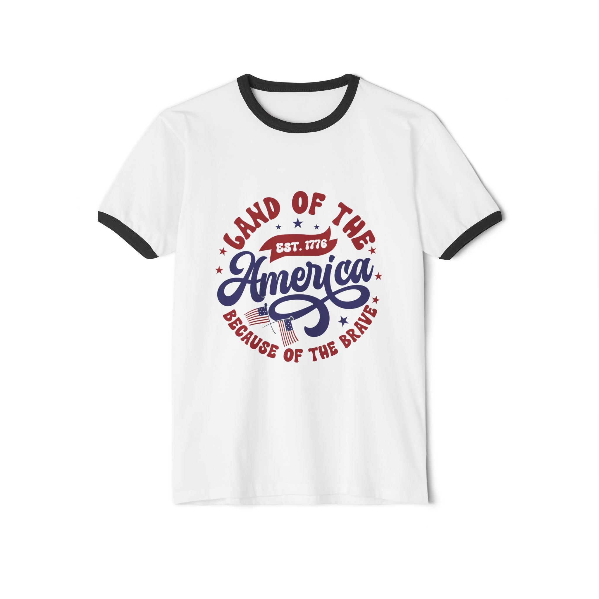 Ringer T-Shirt Land of the Free Because of the Brave