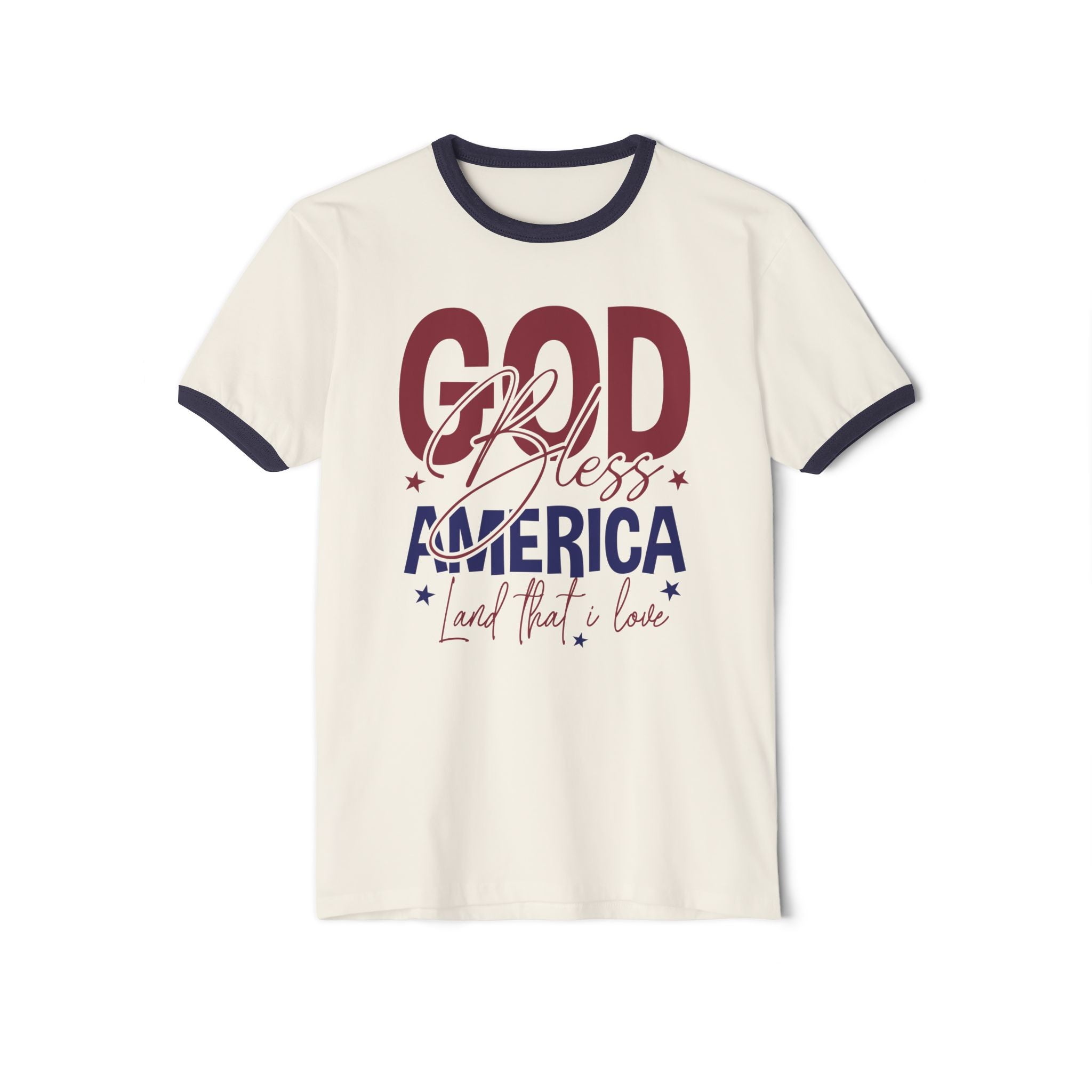 Ringer T-Shirt God Bless America Patriotic Tee