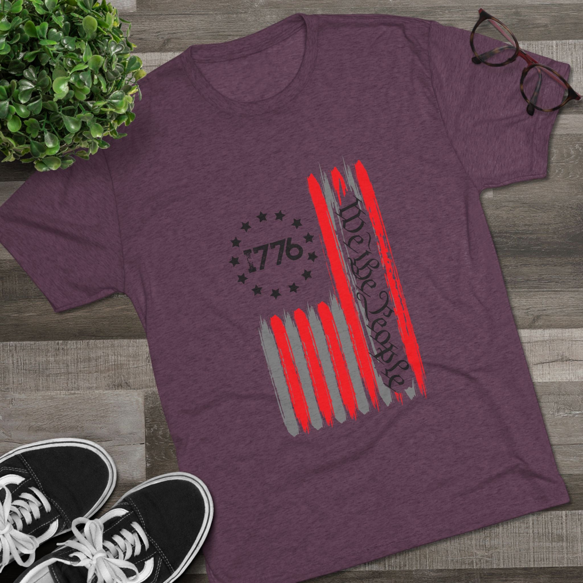Patriotic Tee - We the People 1776 Flag Unisex Tri-Blend Crew Tee