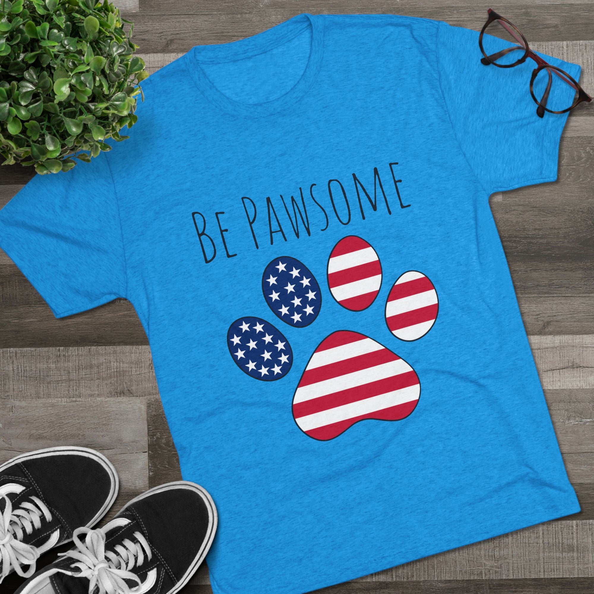 Dog Lover Tee - Be Pawsome Unisex Tri-Blend Crew Tee