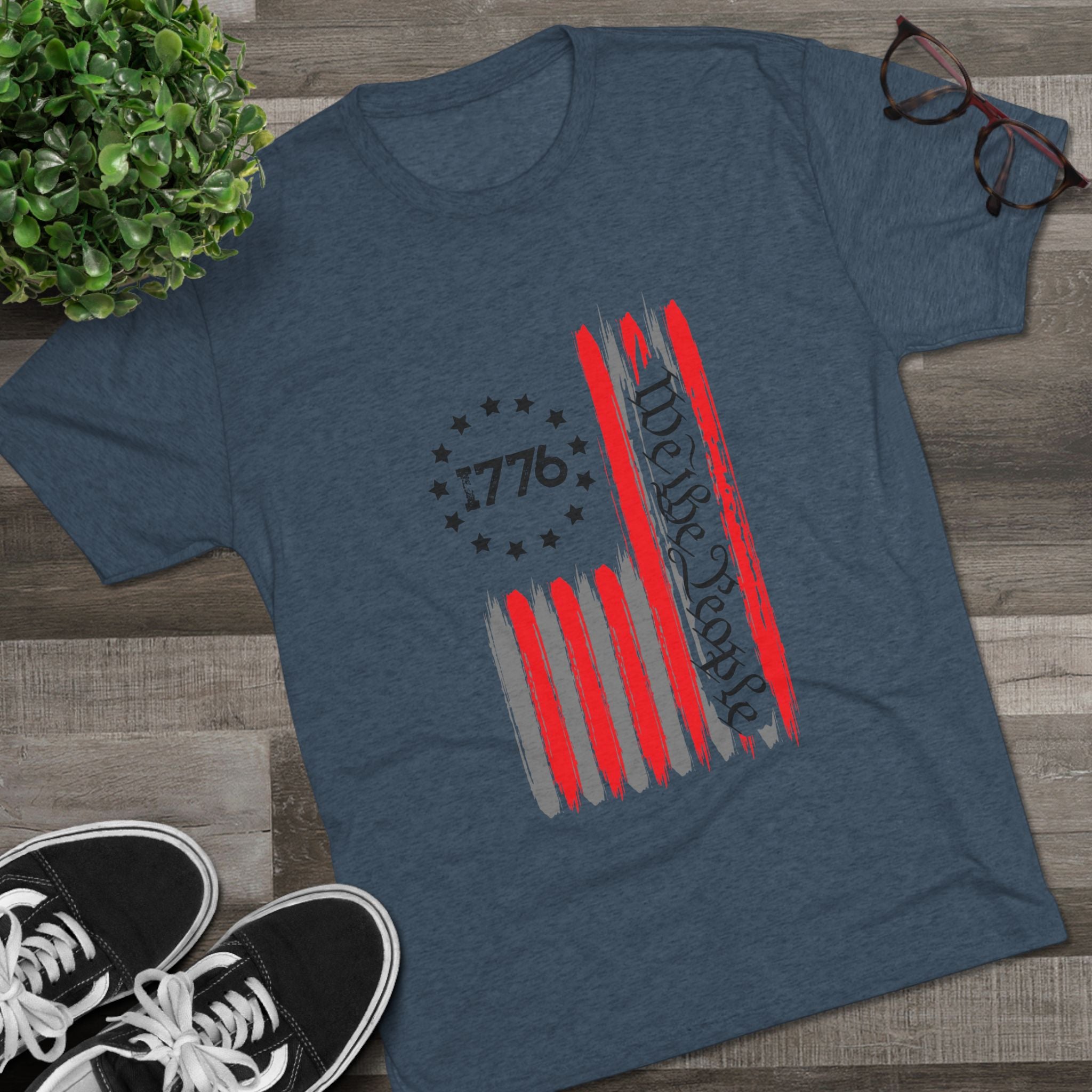 Patriotic Tee - We the People 1776 Flag Unisex Tri-Blend Crew Tee